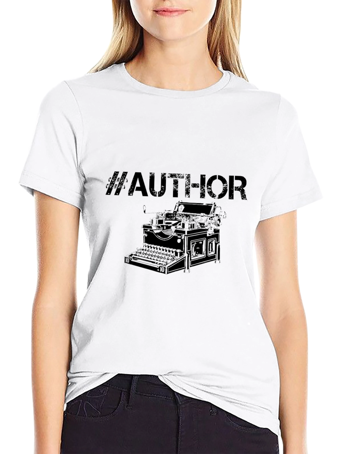 Black Author Typewriter Graphic Tee - Black view 9
