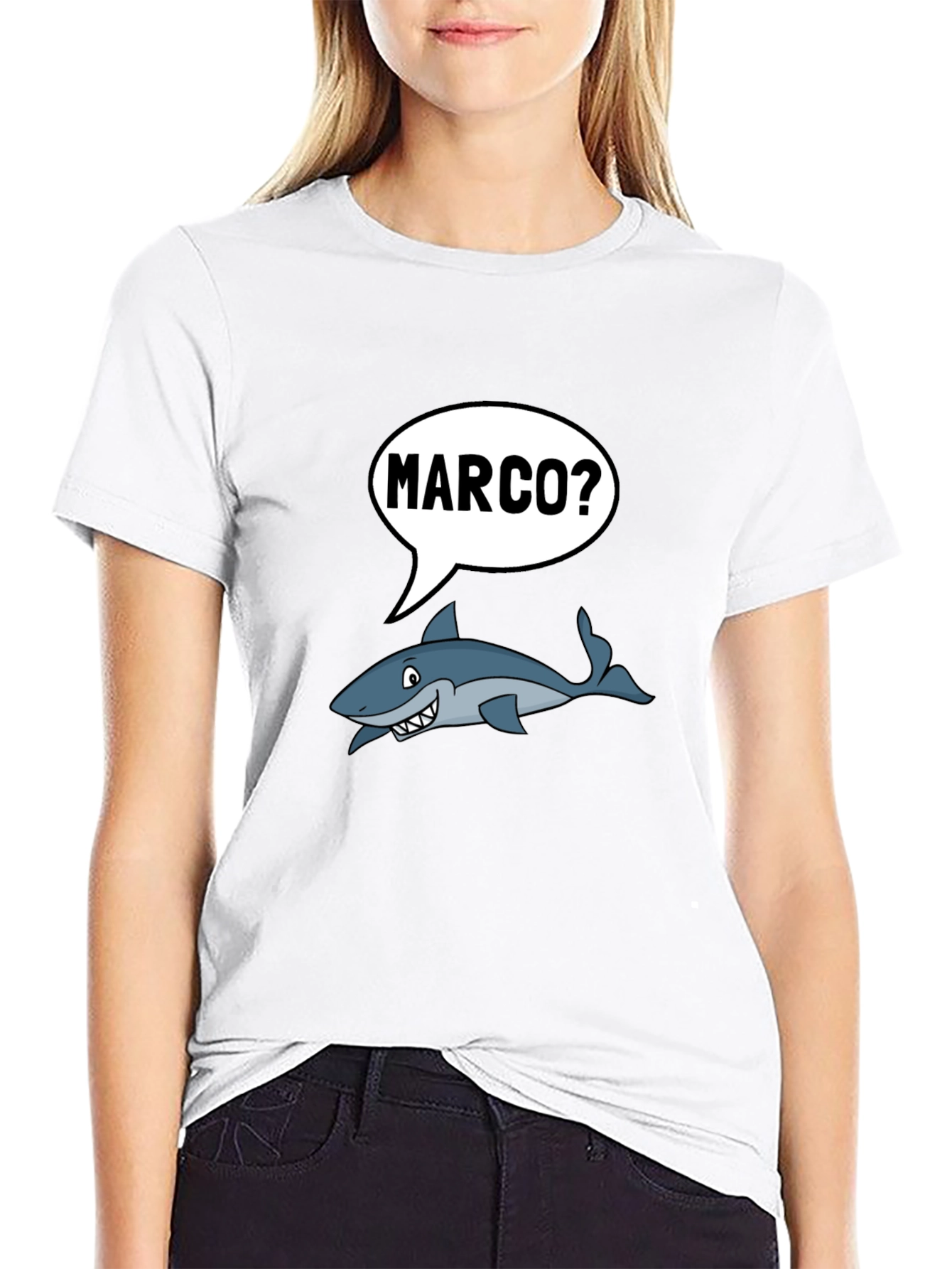 Black Marco Shark T-Shirt - Funny Ocean Humor Tee view 9
