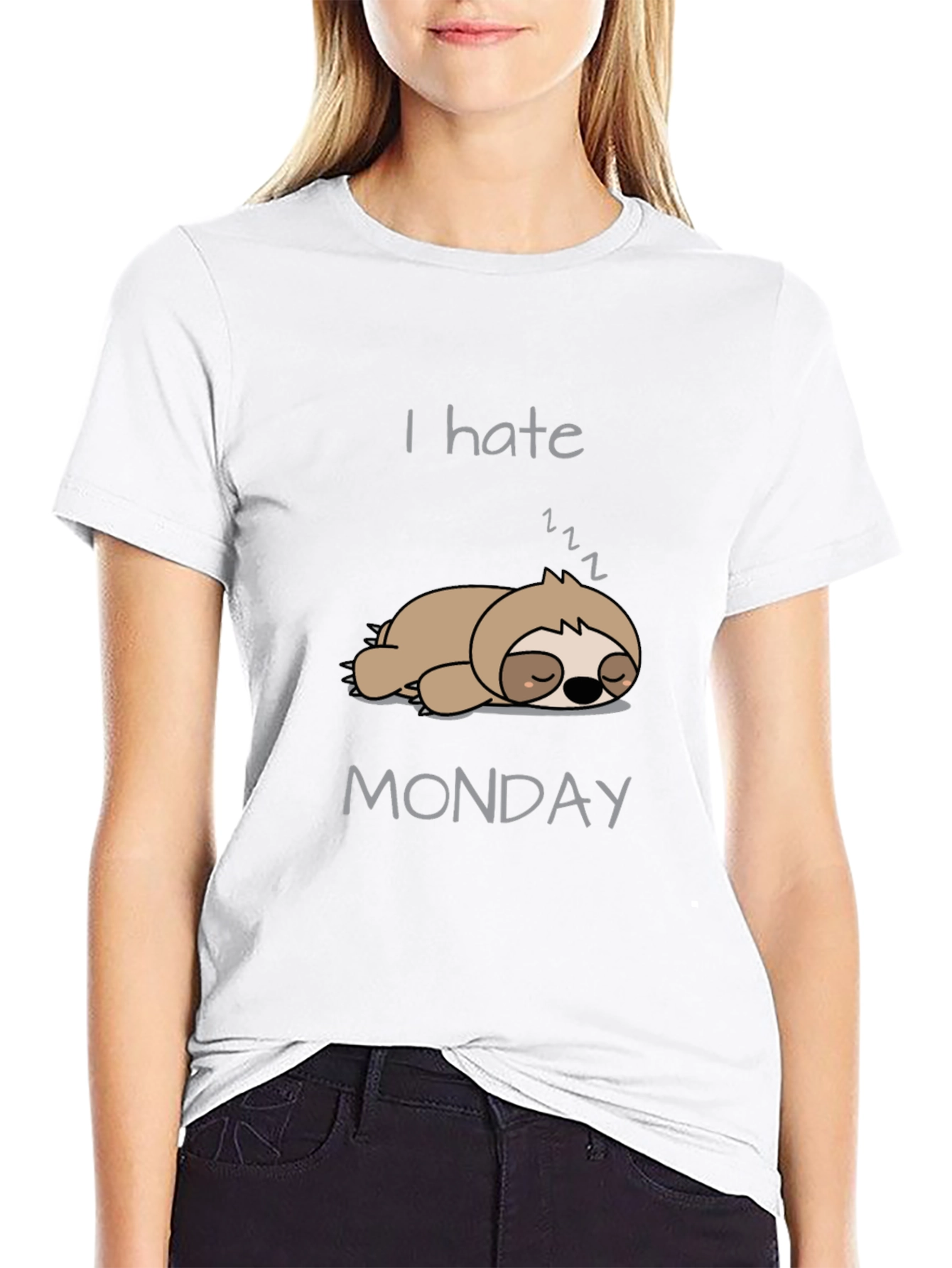 Black I Hate Mondays Sloth T-Shirt - Comfy Tee view 9