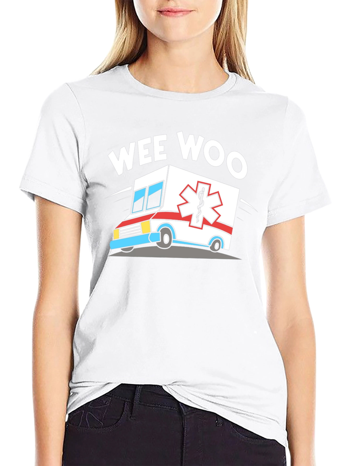 Black Wee Woo Ambulance Graphic Tee - Black T-Shirt view 9