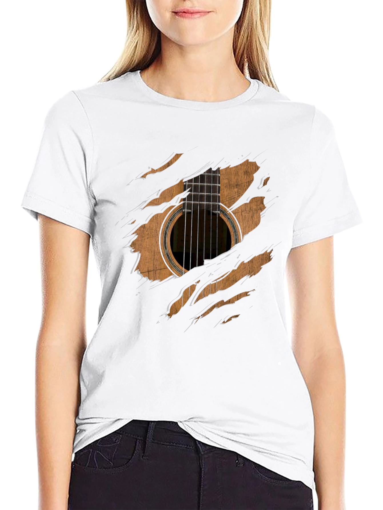 Black Guitar Ripped T-Shirt view 9