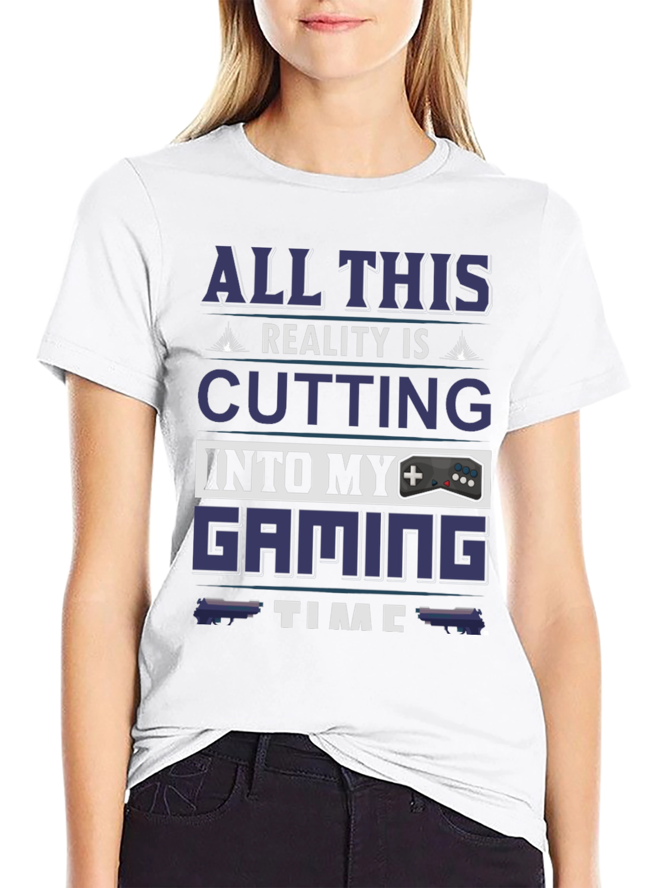 Black Gamer T-Shirt: All This Reality Is Cutting Into My Gaming Time view 9