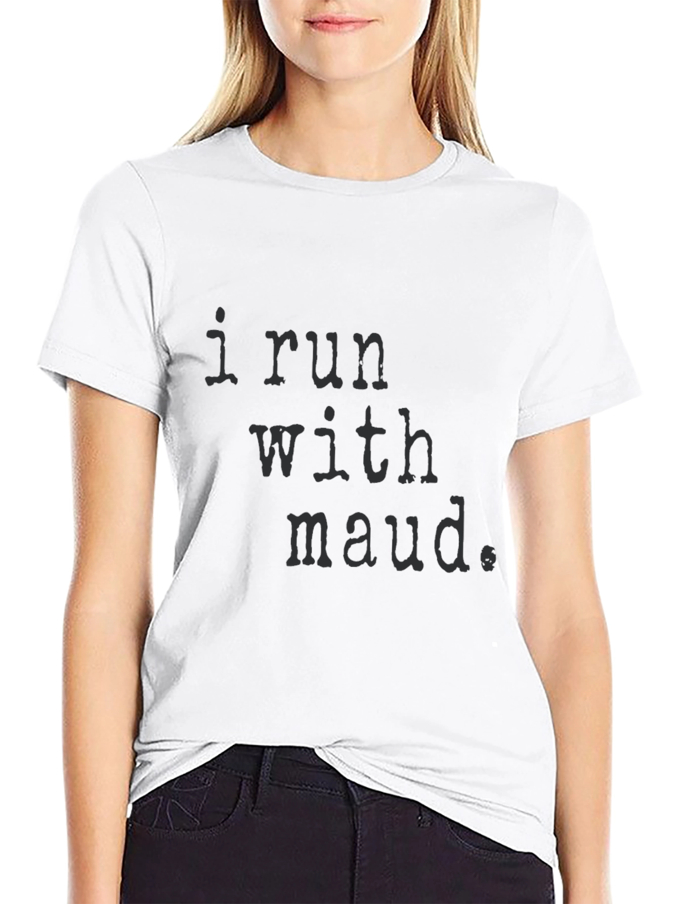 Black I Run With Maud Graphic Tee - Black Cotton T-Shirt view 9
