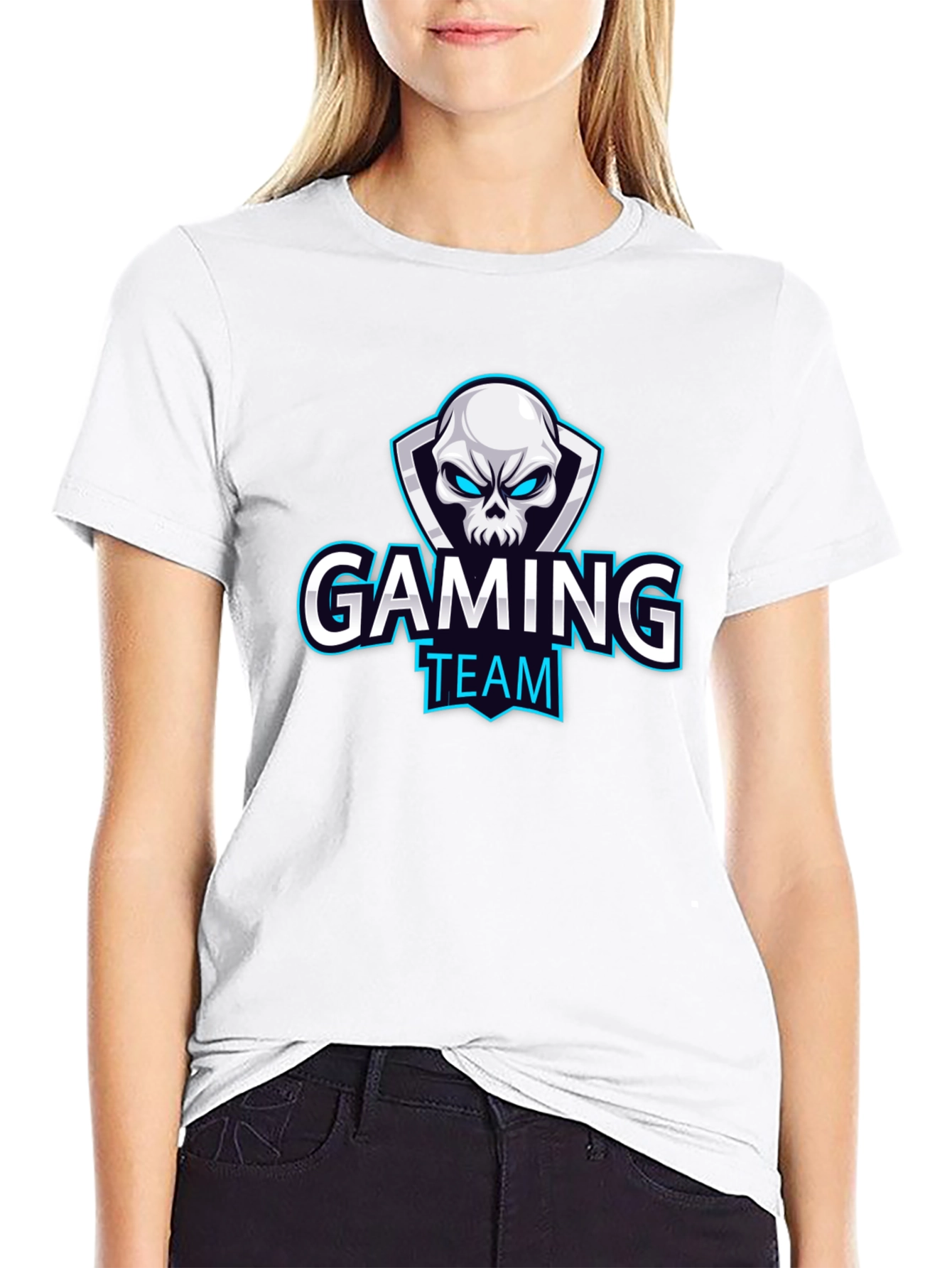 Black Gaming Team T-Shirt - Skull Design view 9