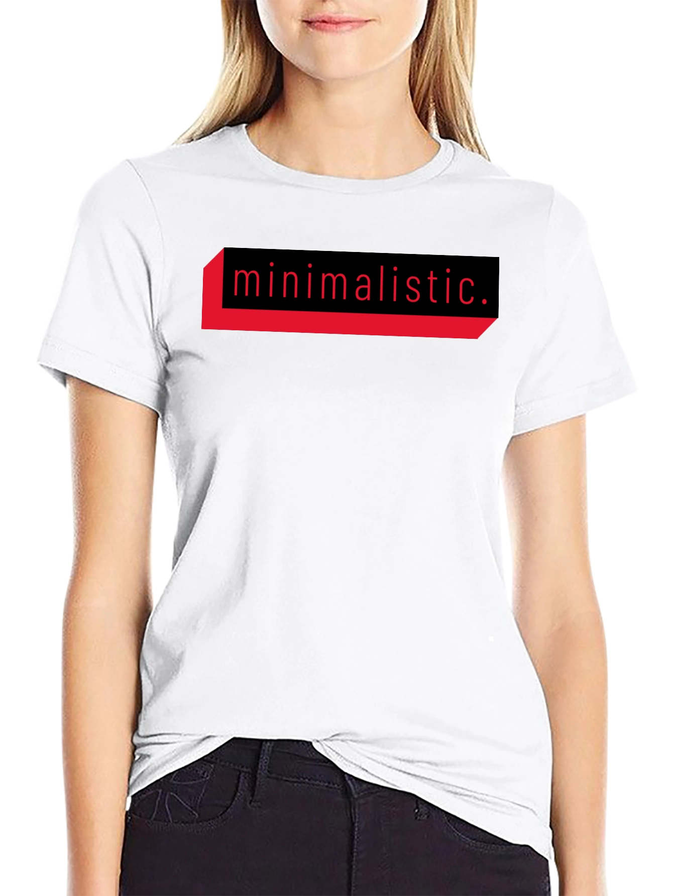 Black Minimalistic Graphic Tee - Black Cotton T-Shirt view 9