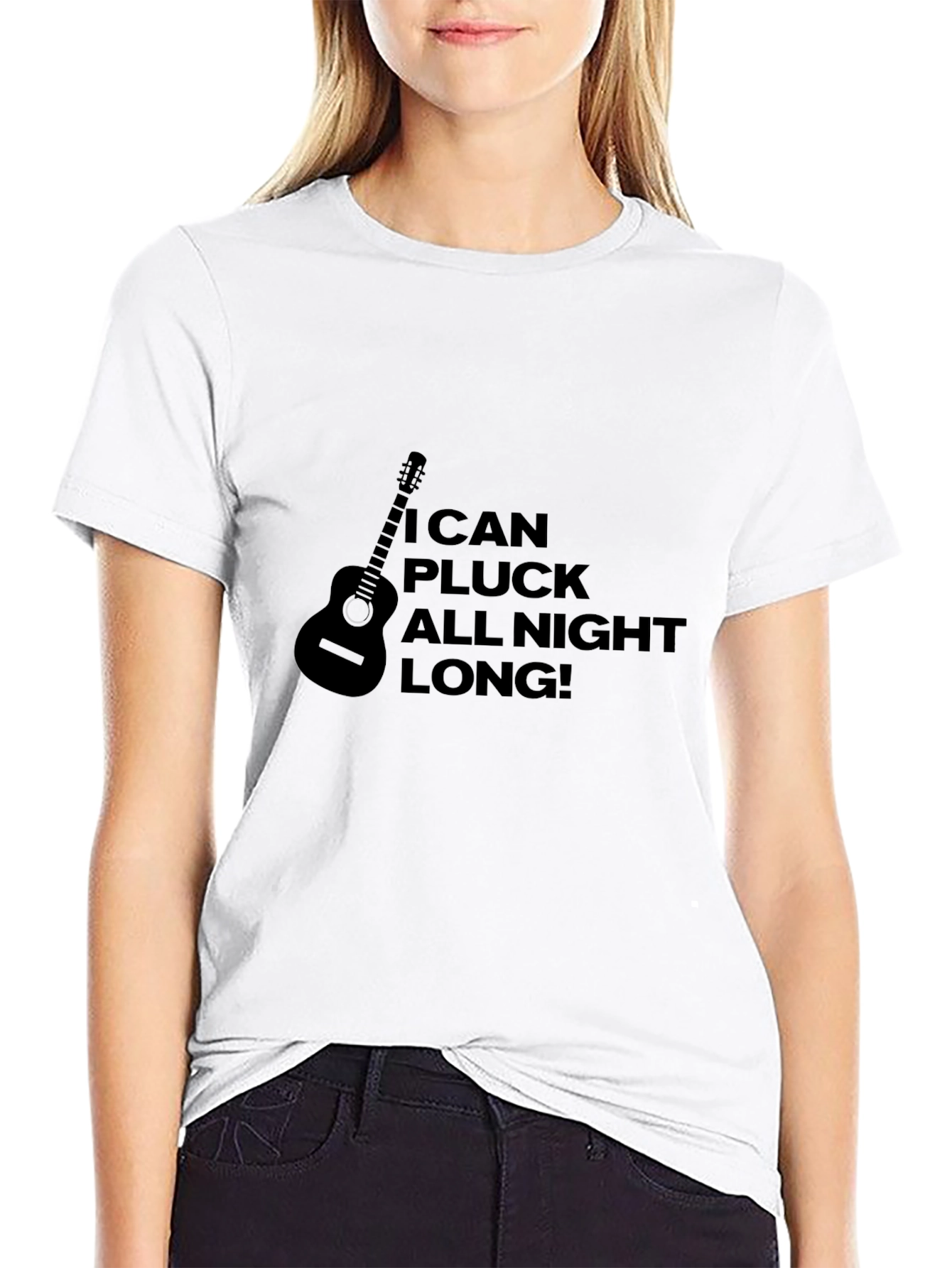 Black I Can Pluck All Night Long! Guitar T-Shirt view 9
