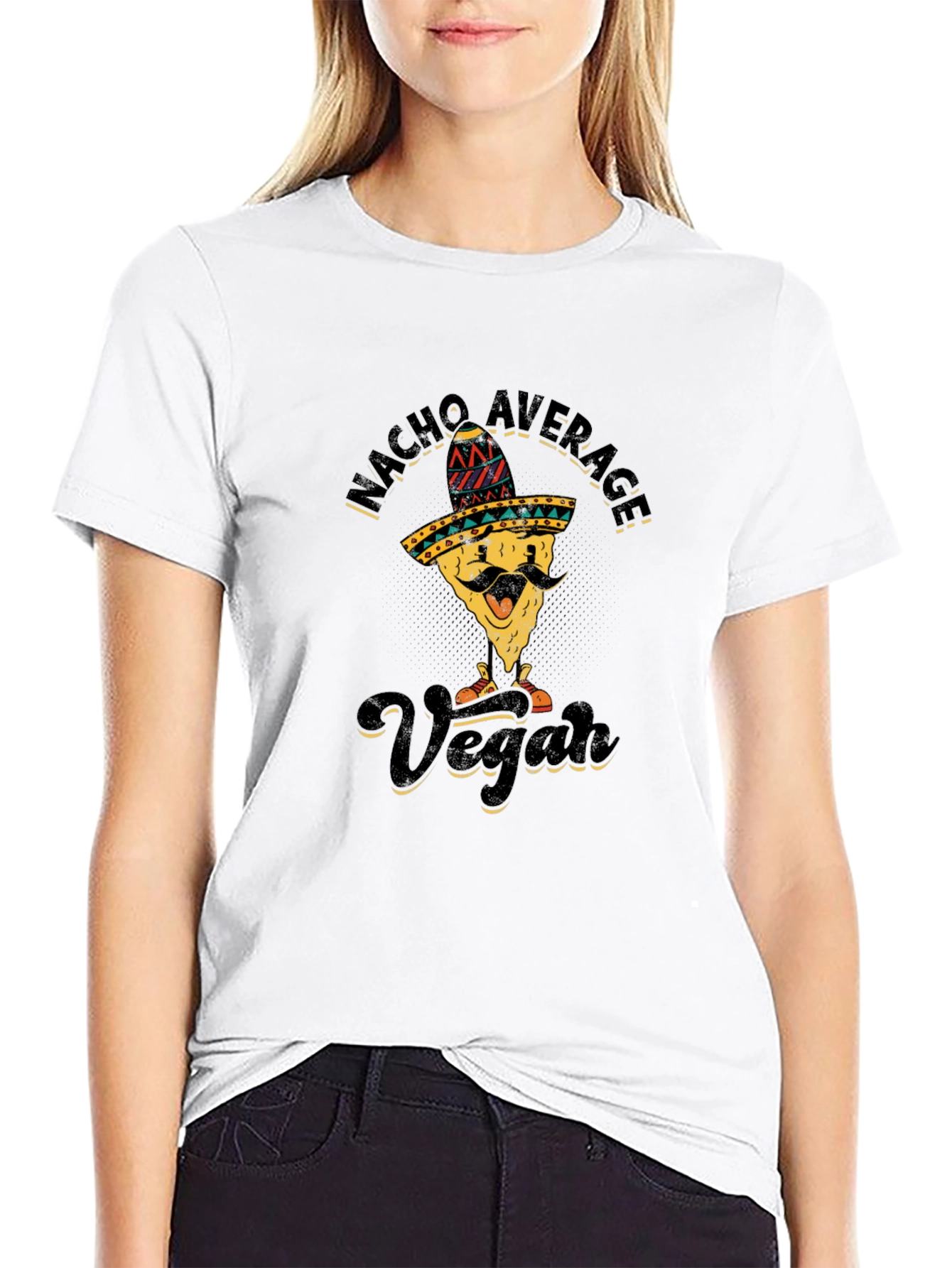 Black Nacho Average Vegan T-Shirt - Funny Graphic Tee view 9