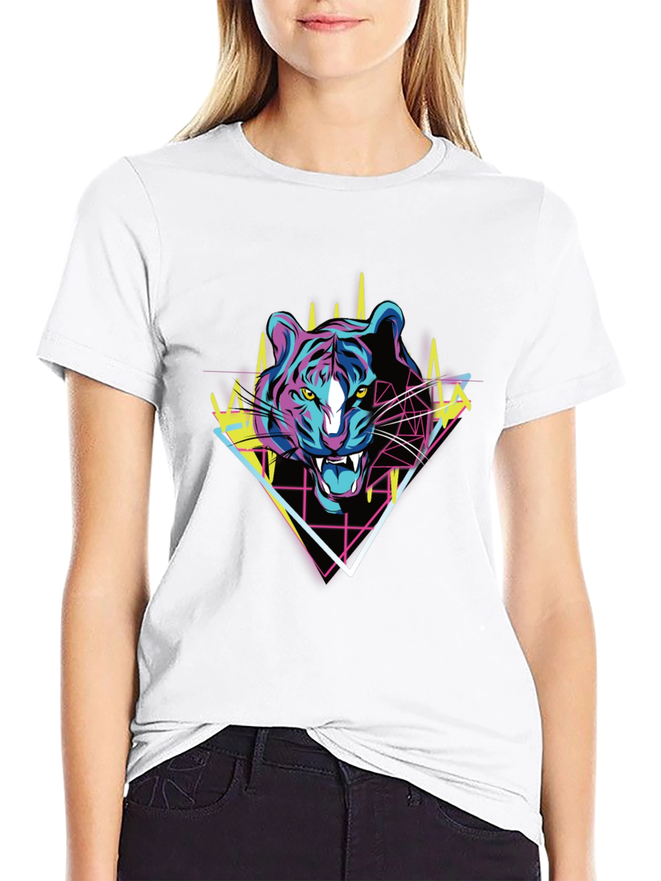 Black Retro Tiger Graphic Tee - Bold Animal Print T-Shirt view 9