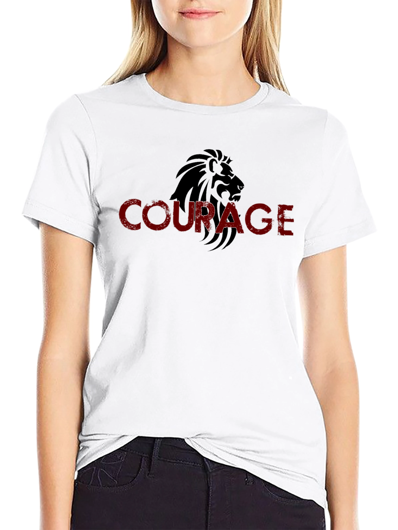 Black Courage Lion Graphic Black T-Shirt view 9