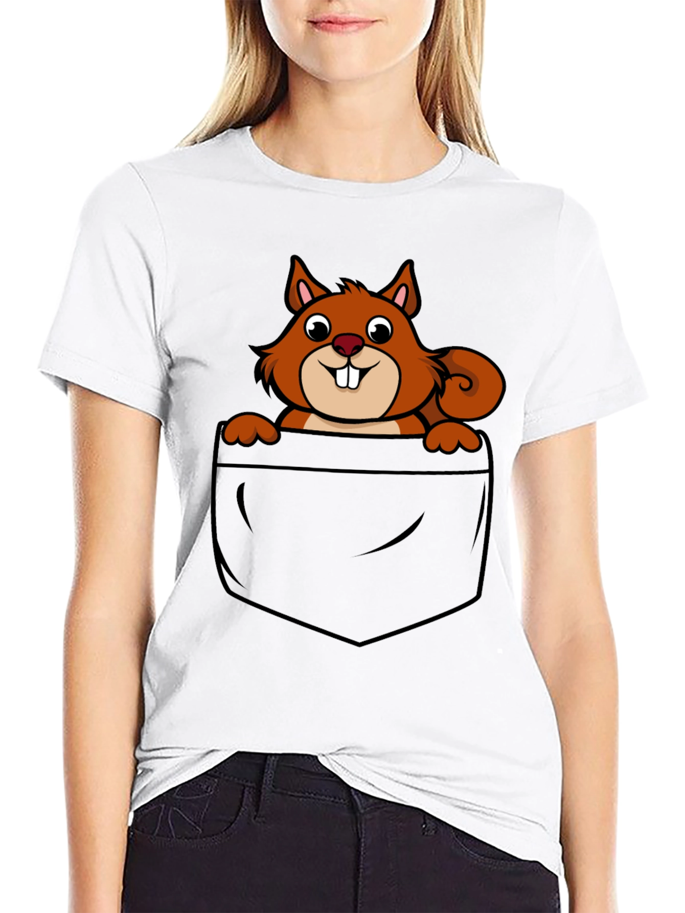 Black Squirrel in Pocket Graphic T-Shirt - Black view 9