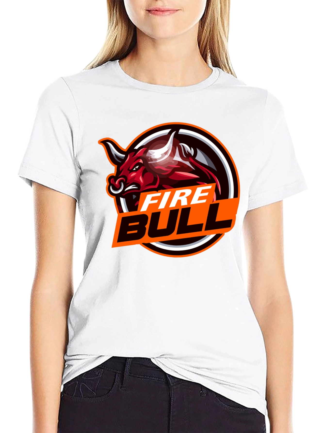 Black Fire Bull Graphic Tee - Black Cotton T-Shirt view 9