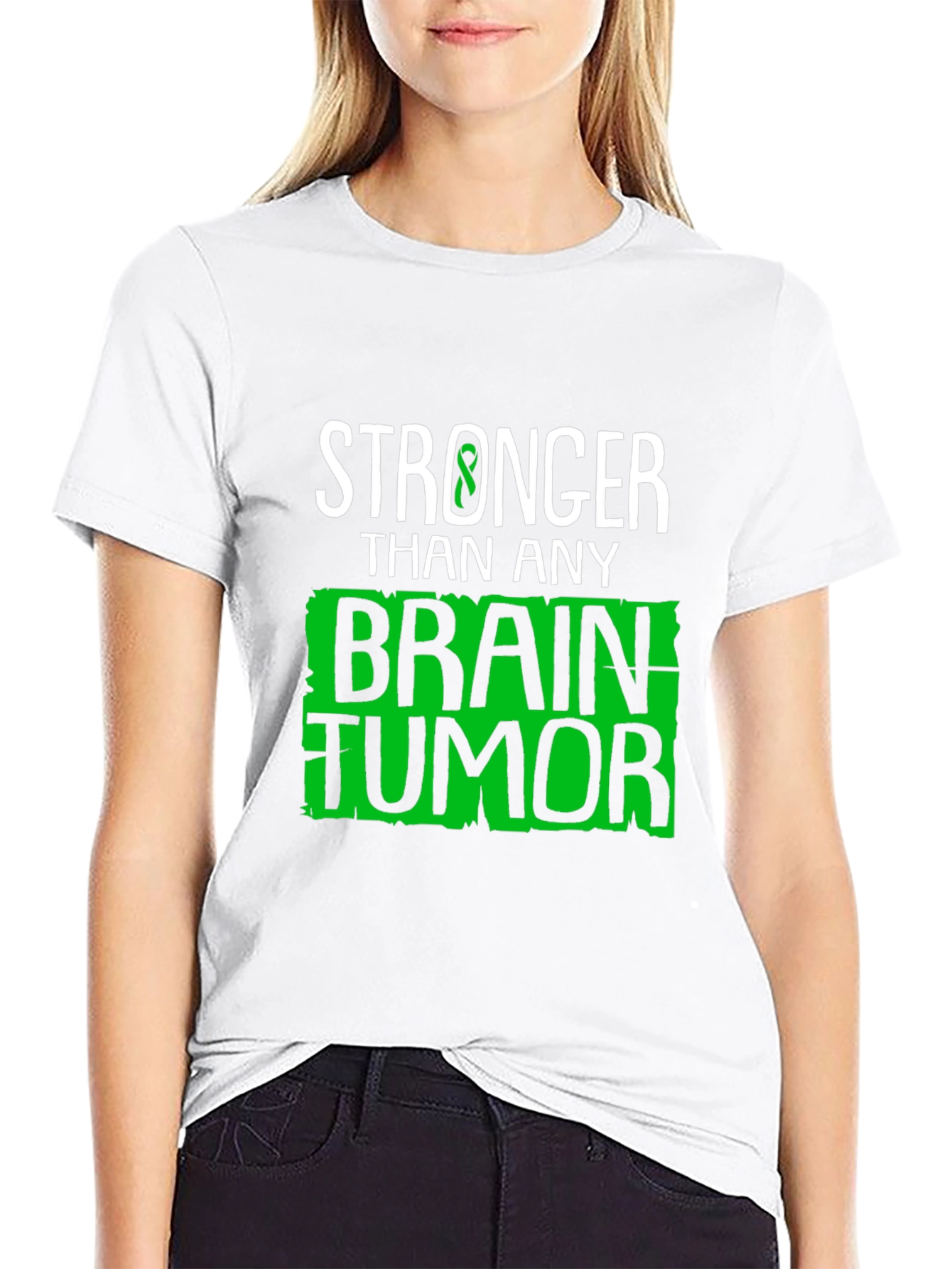 Black Stronger Than Any Brain Tumor Awareness T-Shirt view 9