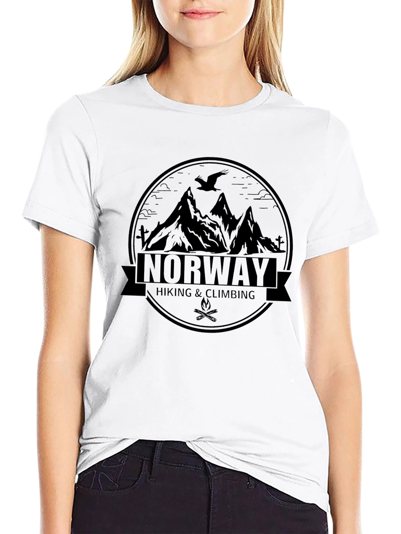 Black Norway Hiking Climbing Graphic Black T-Shirt view 9