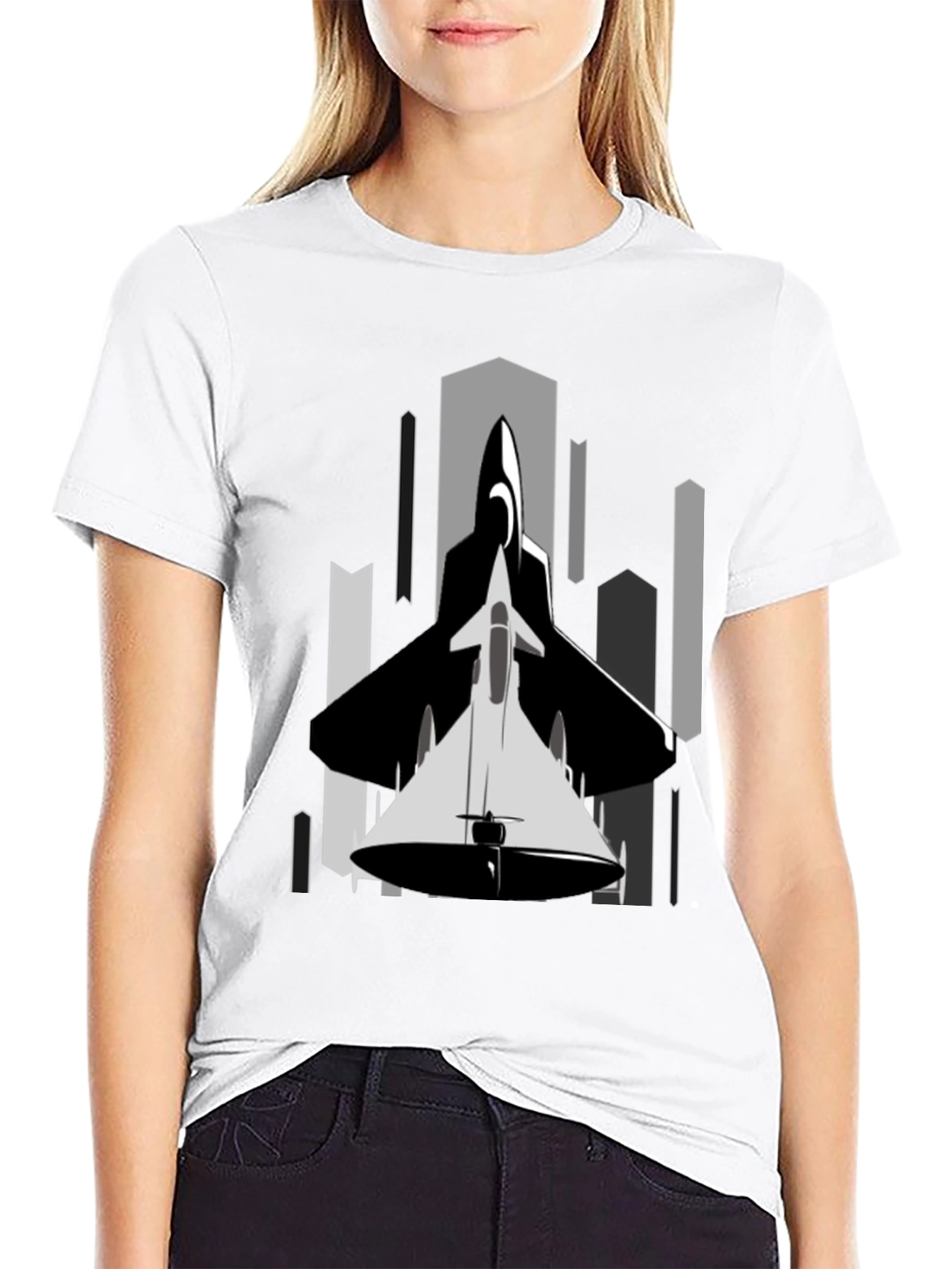 Black Stealth Jet Graphic Tee - Urban Style Black T-Shirt view 9