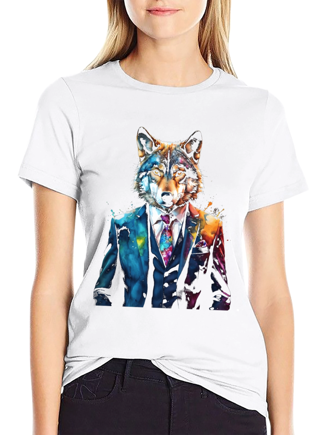 Black Wolf in Suit Graphic Tee - Unique Animal Design view 9
