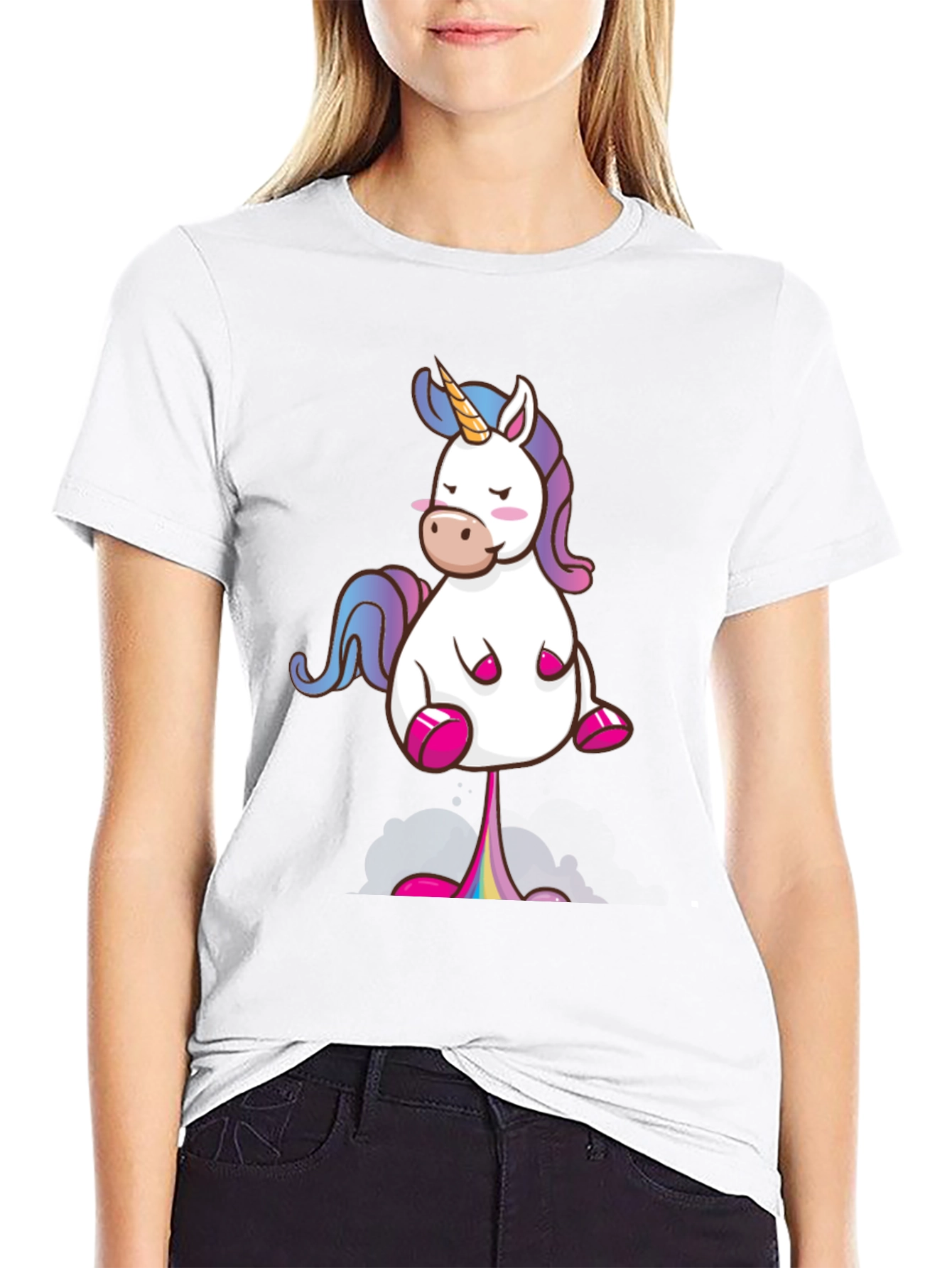 Black Funny Unicorn T-Shirt - Rainbow Poop Tee view 9