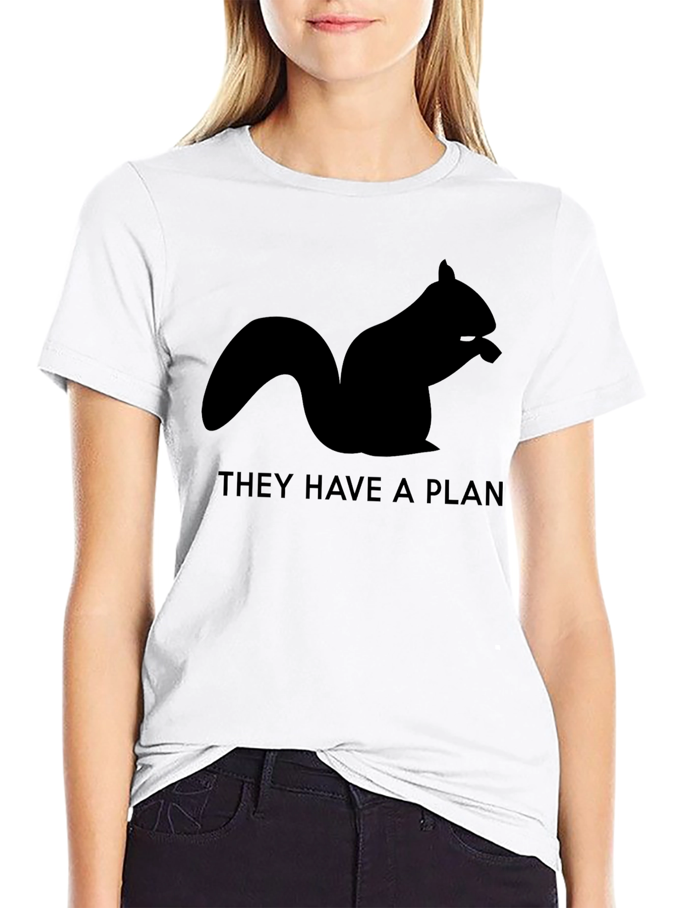 Black Squirrel Plan T-Shirt - Black Graphic Tee view 9
