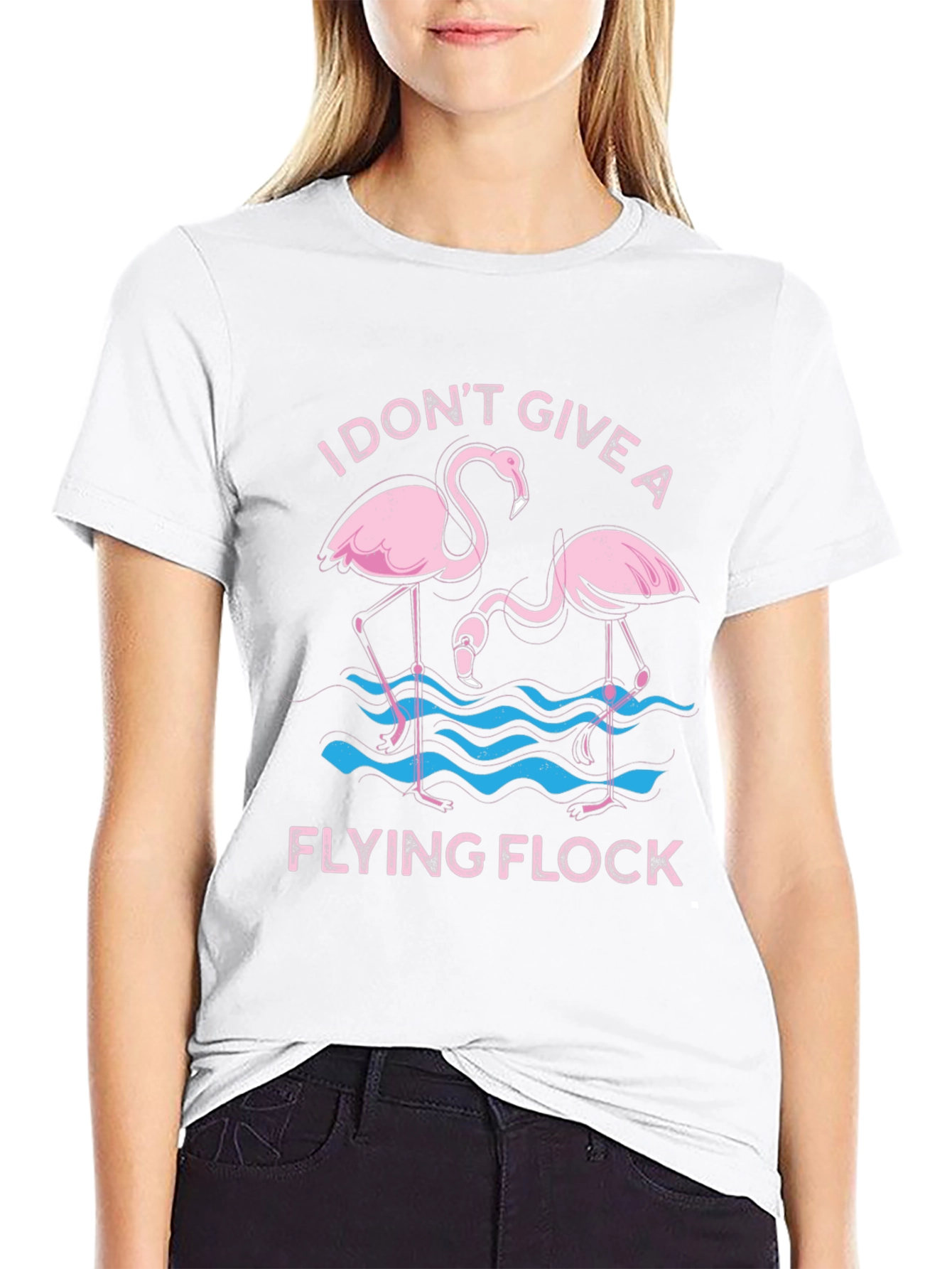 Black Funny Flamingo Graphic T-Shirt - I Don't Give a Flying Flock Tee view 9