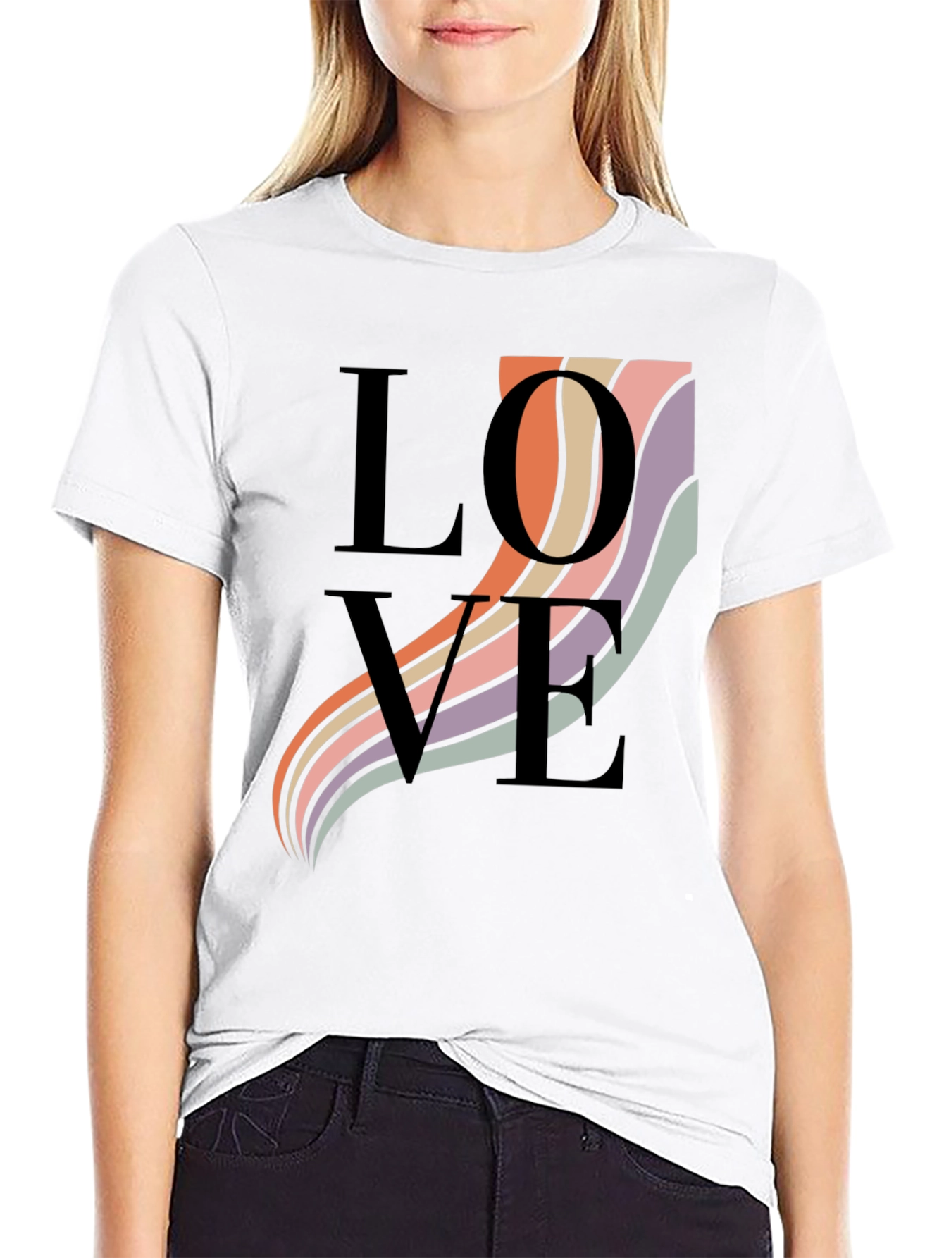 Black Love Waves Graphic T-Shirt - Black view 9