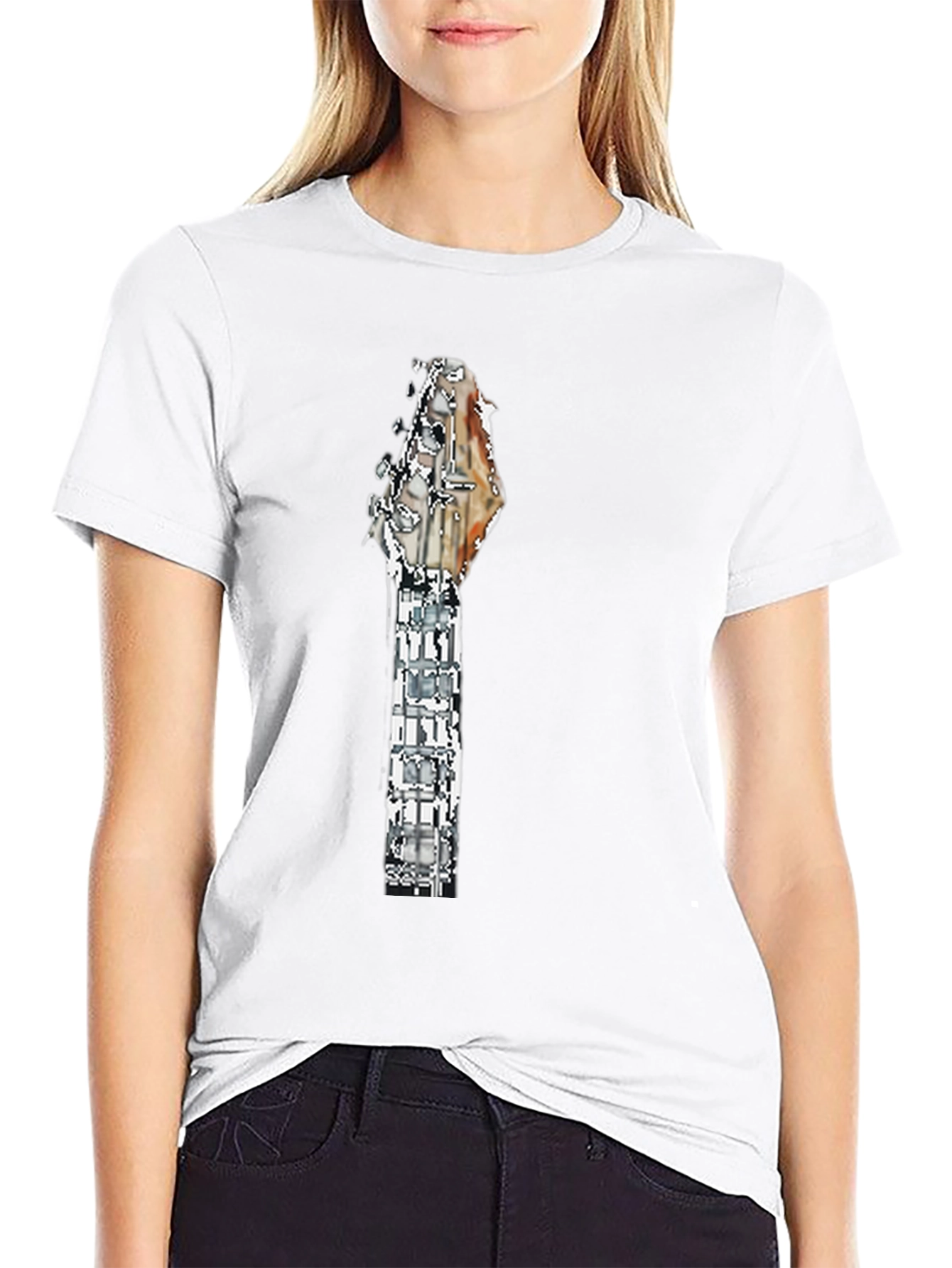 Black Guitar Headstock Graphic Tee - Rocker Style view 9