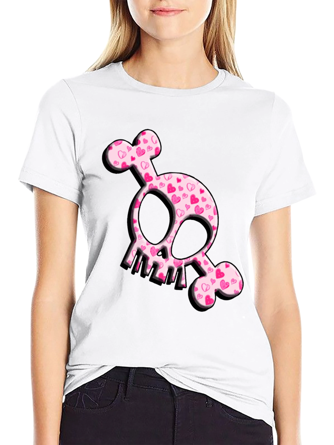 Black Heart Skull T-Shirt - Cute & Edgy Design view 9