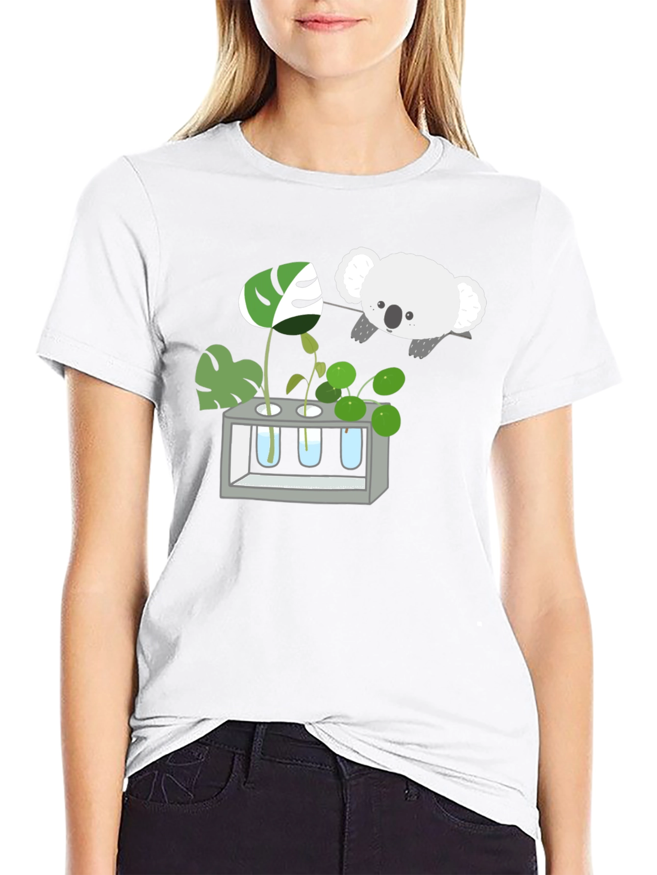 Black Koala & Plant Lover Black T-Shirt view 9