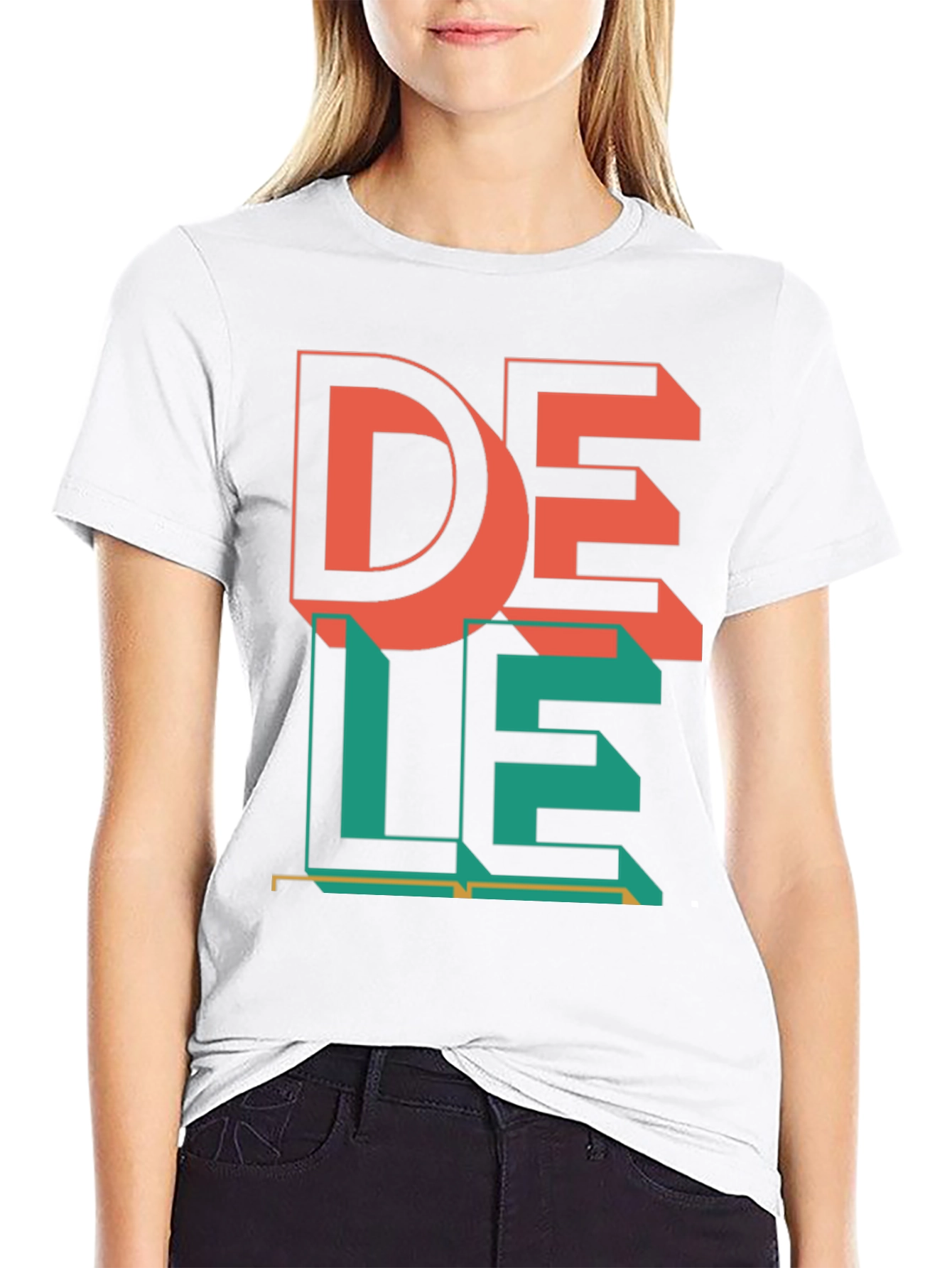 Black Retro DE LE Graphic Tee - Black Cotton Blend view 9