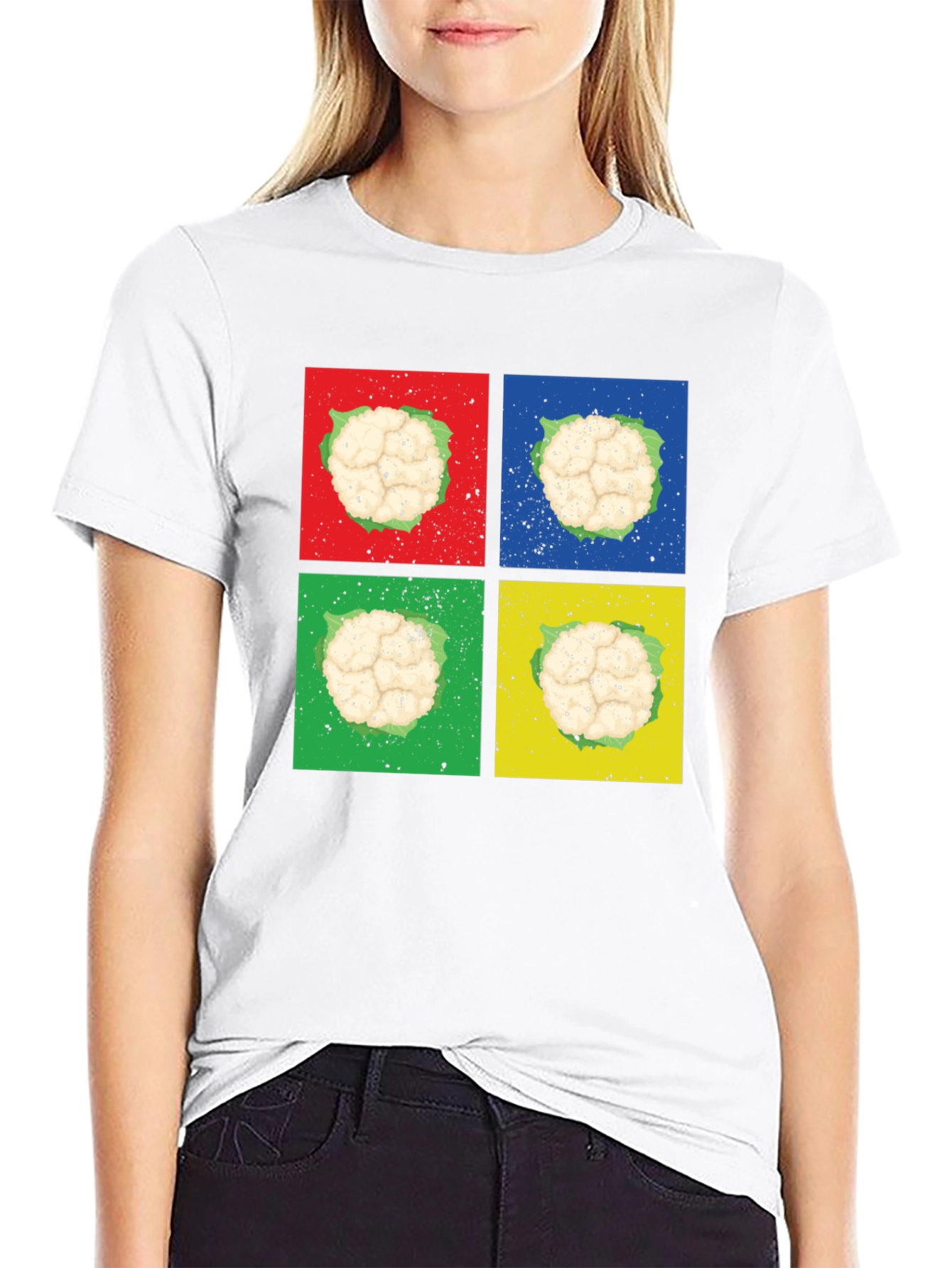 Black Cauliflower Pop Art Black T-Shirt view 9