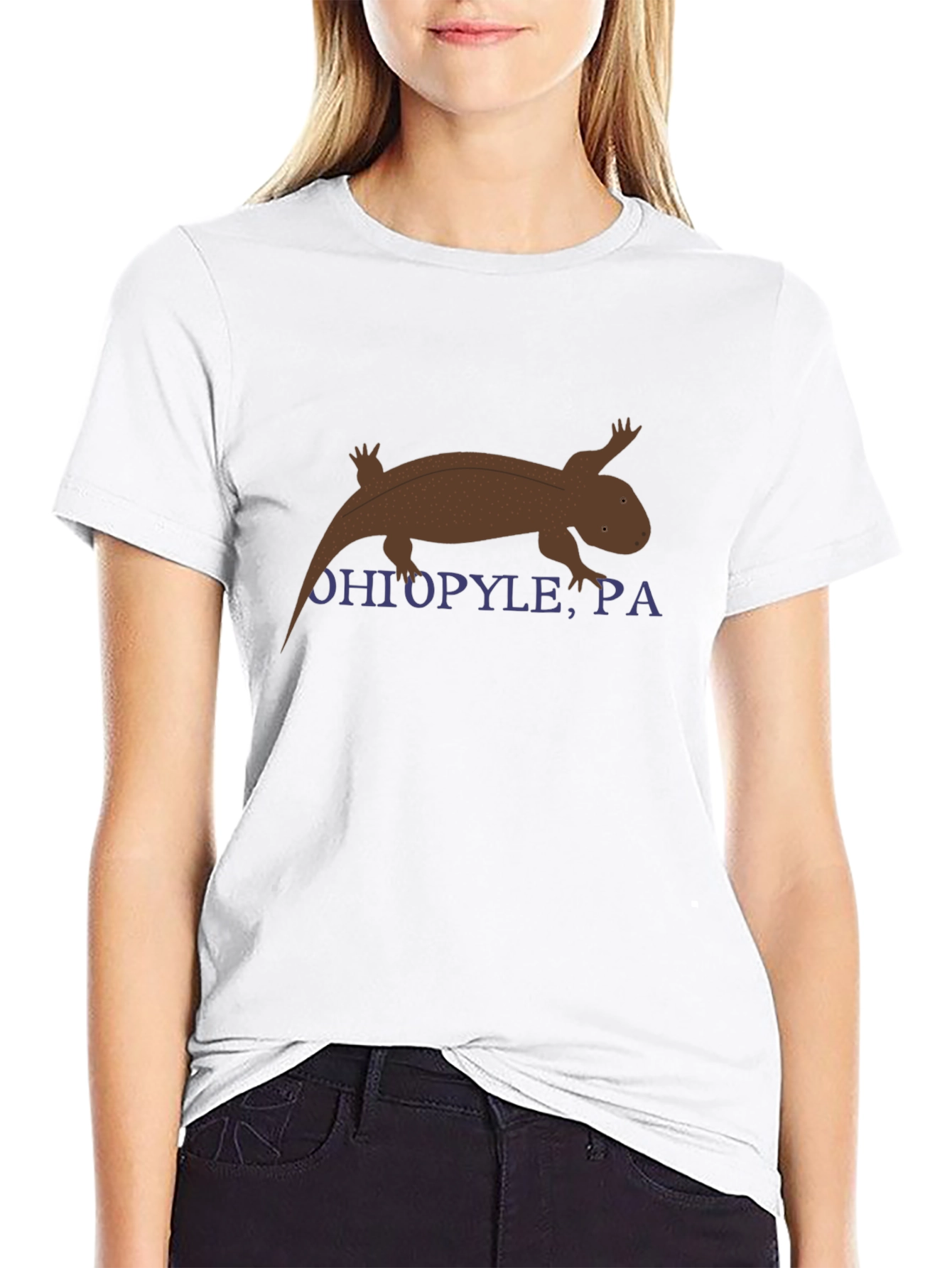 Black Ohiopyle PA Hellbender Salamander Tee view 9