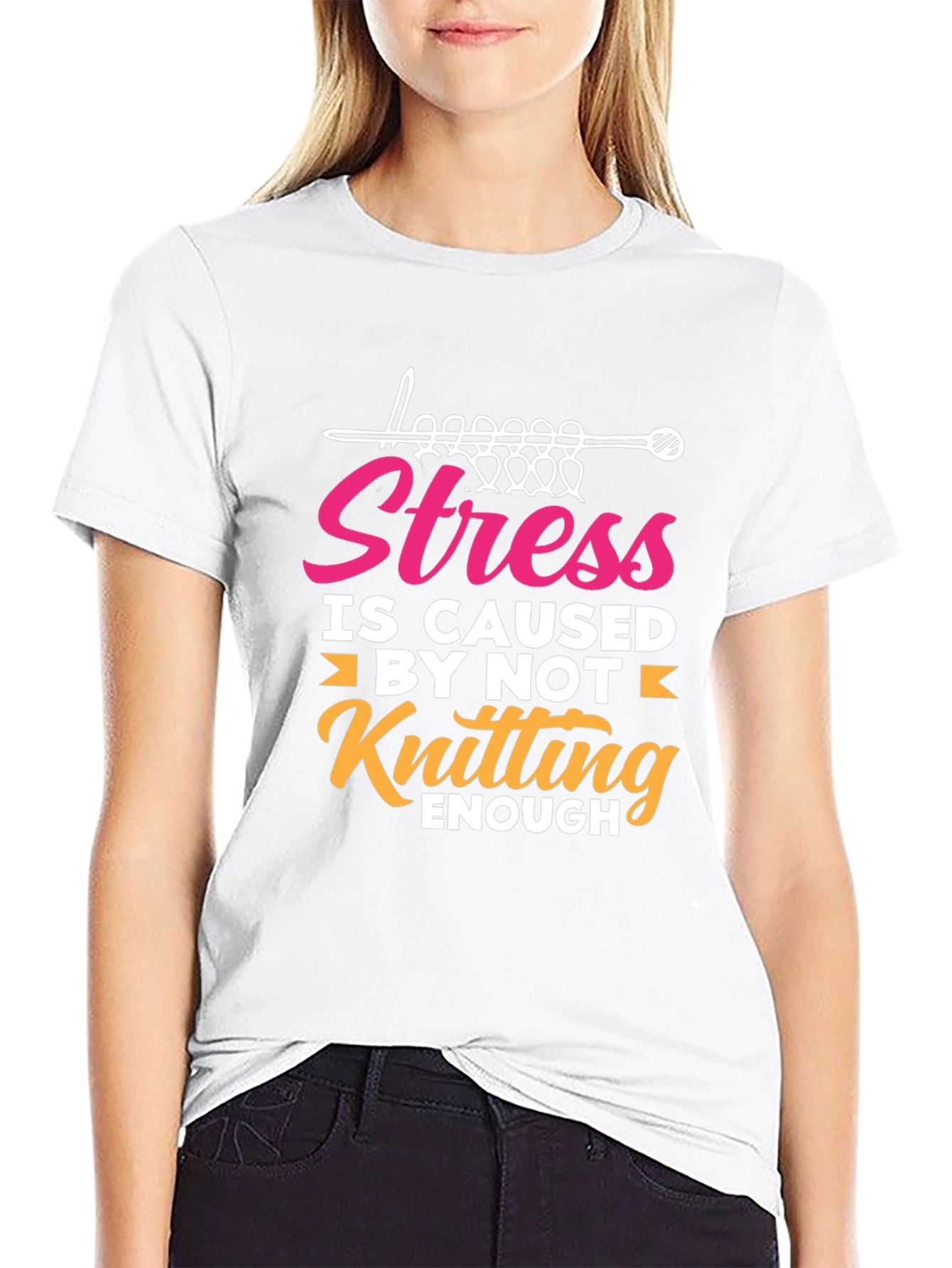 Black Stress Knitting T-Shirt - Yarn Lover Tee view 9