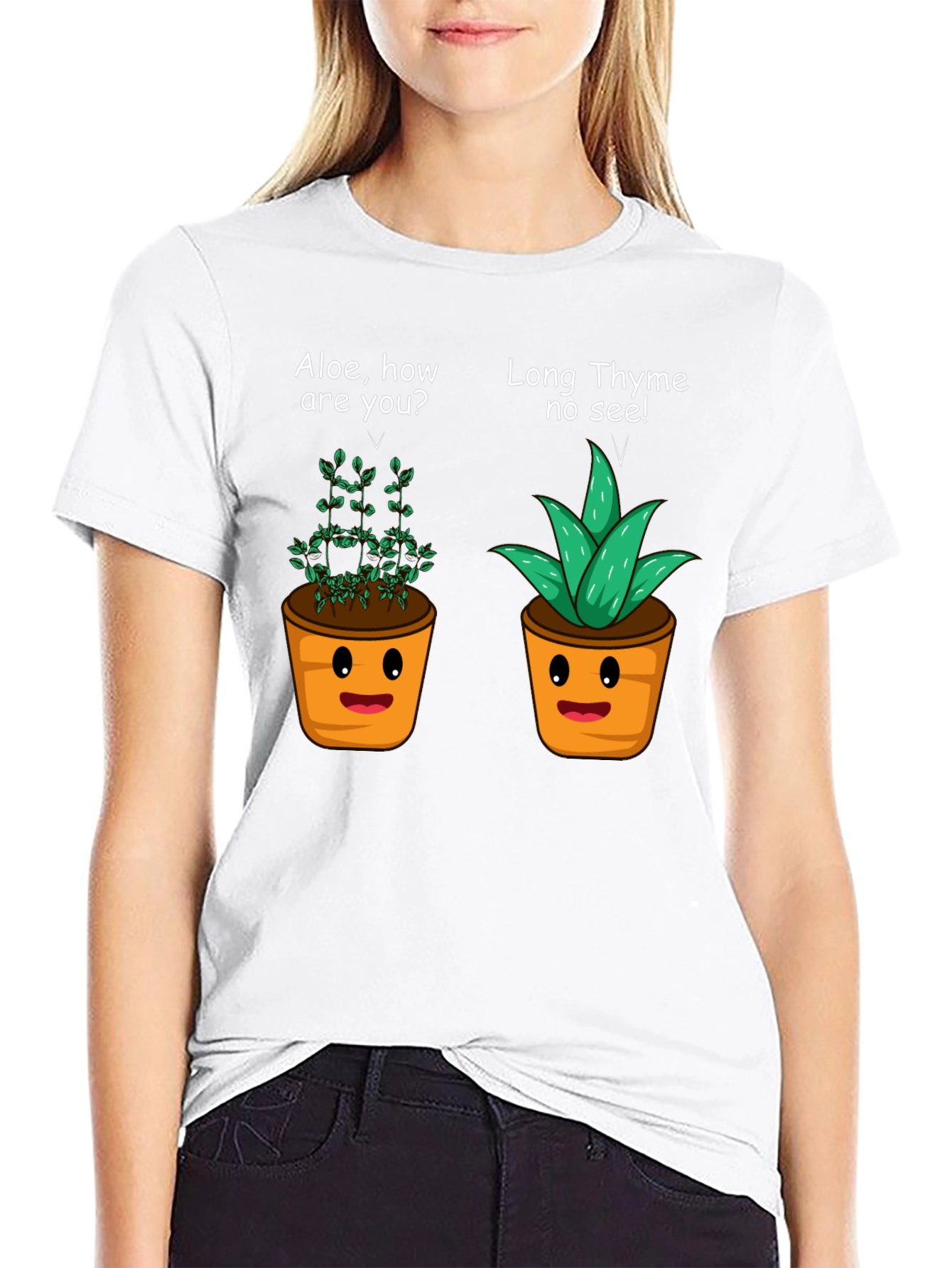 Black Funny Plant Puns T-Shirt - Aloe & Thyme Humor Tee view 9