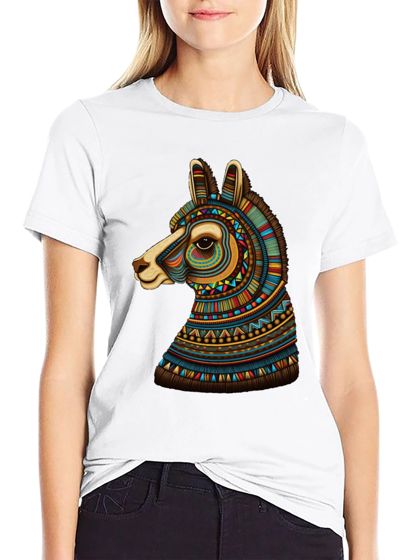 Black Llama Graphic Tee - Unique Tribal Design view 9