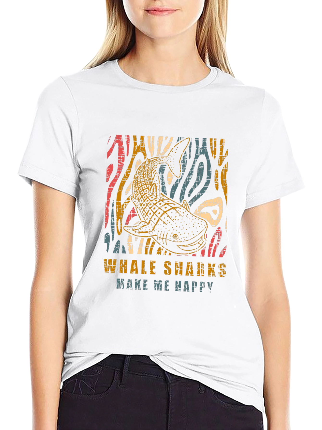 Black Whale Shark Graphic Tee -  Make Me Happy! Black Cotton view 9