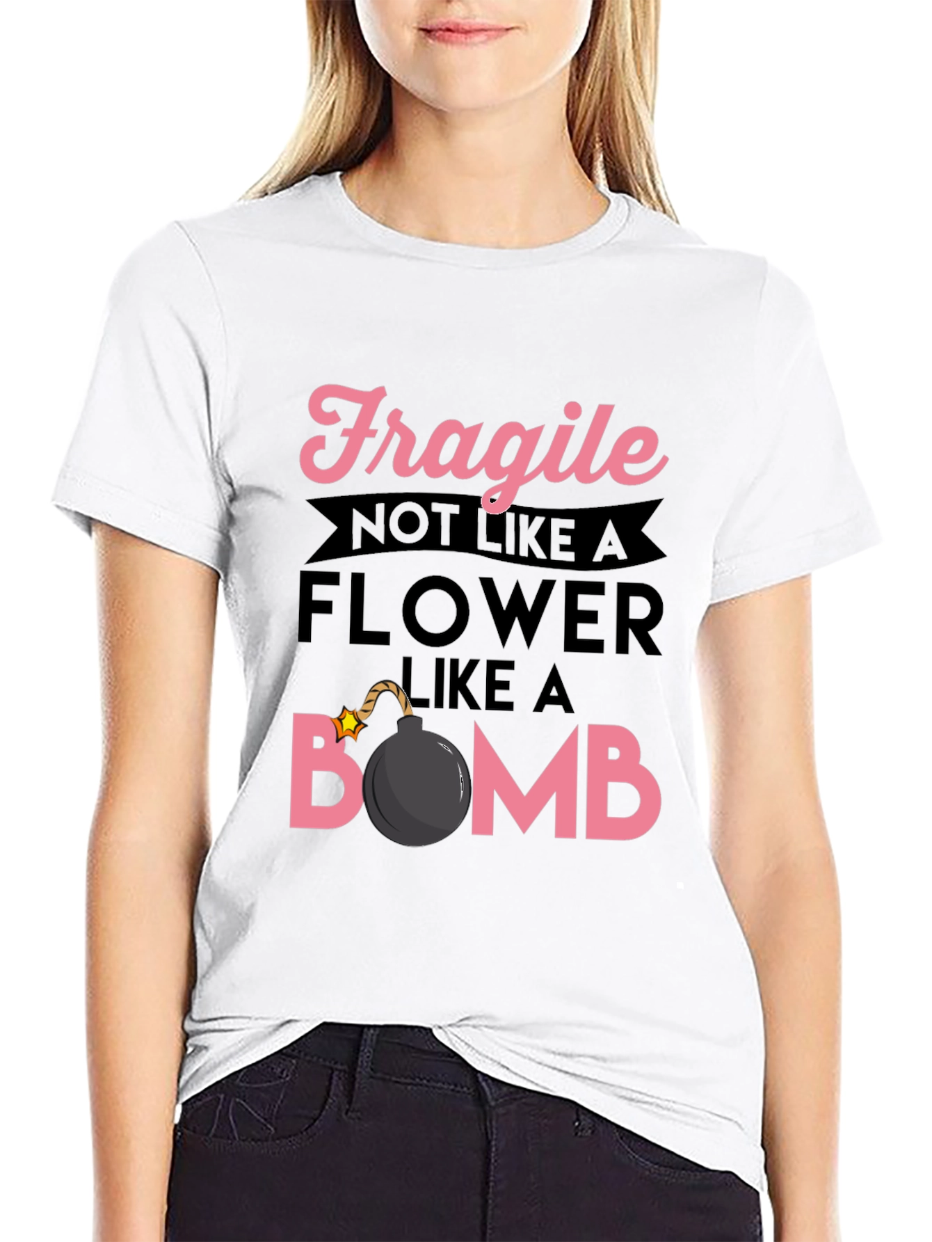 Black Fragile Like A Bomb Graphic T-Shirt view 9