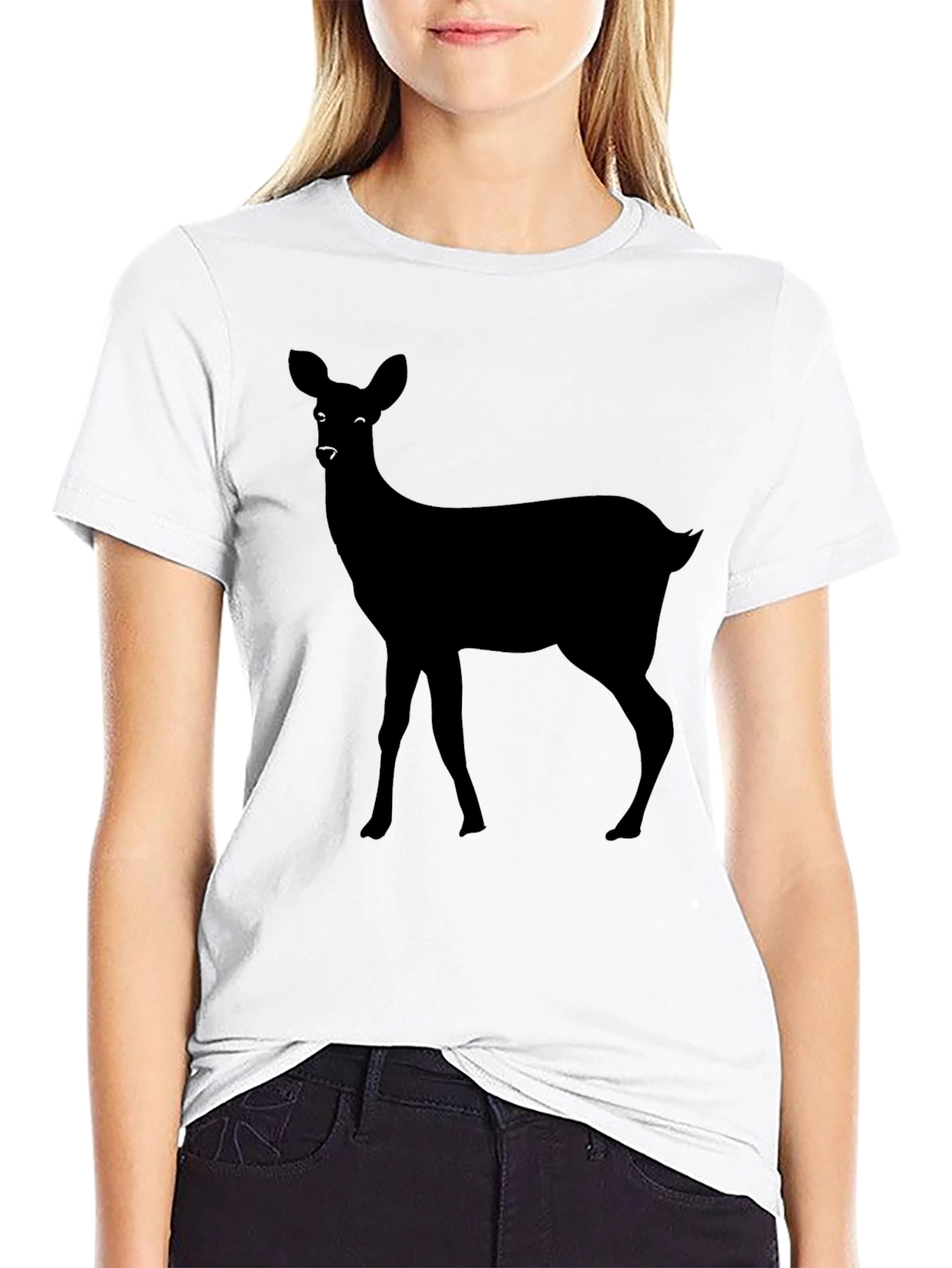 Black Black Deer Silhouette Graphic Tee for Men view 9