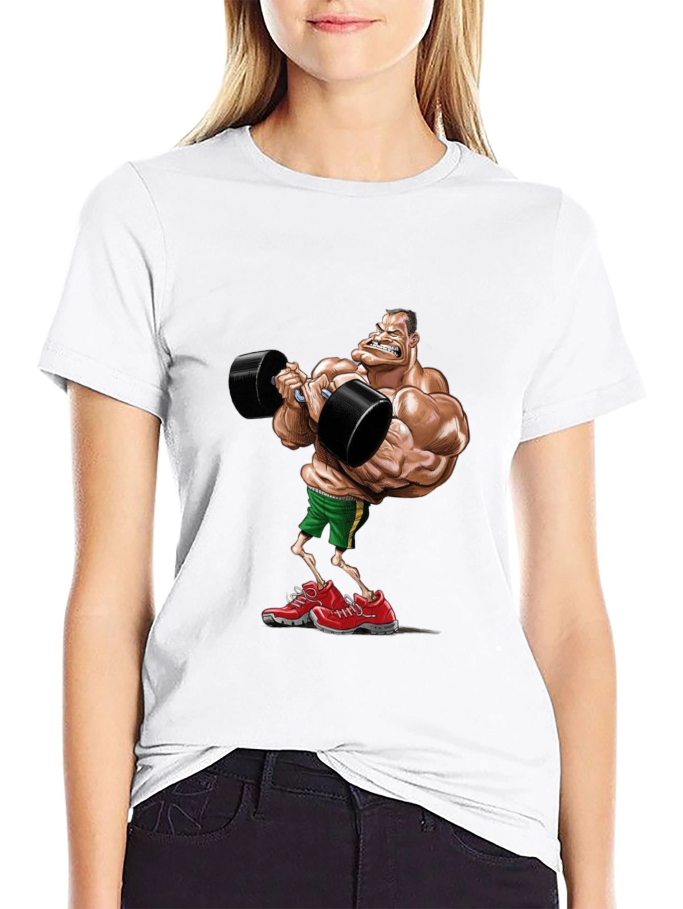 Black Cartoon Bodybuilder Black T-Shirt view 9