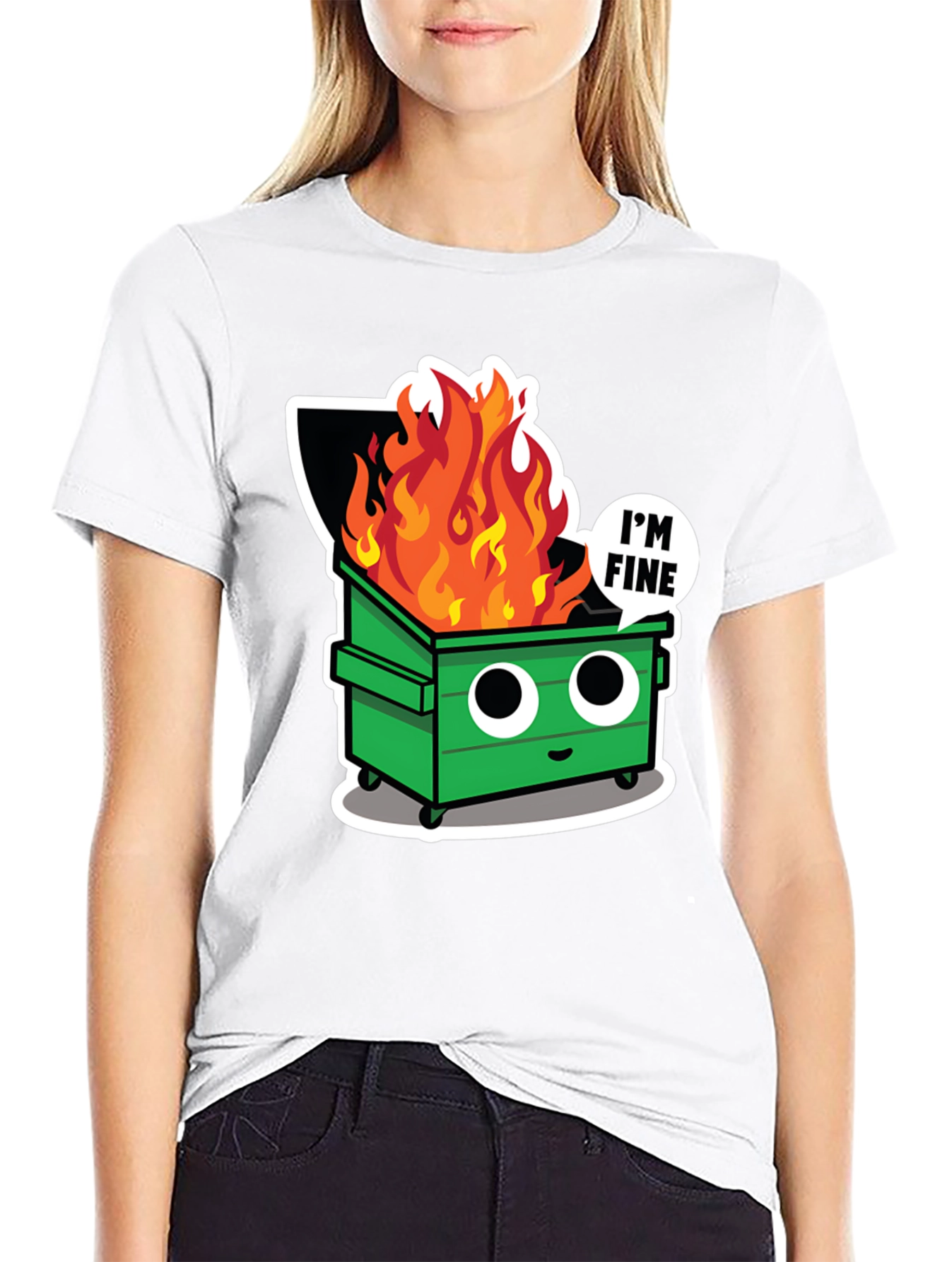 Black Dumpster Fire T-Shirt - I'm Fine Tee view 9