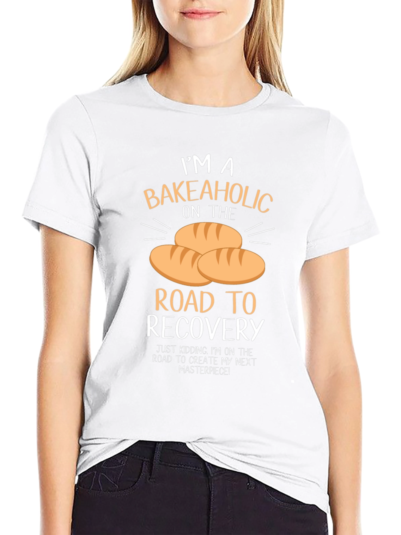 Black Bakeaholic T-Shirt: Road to Recovery Baking Humor Tee view 9