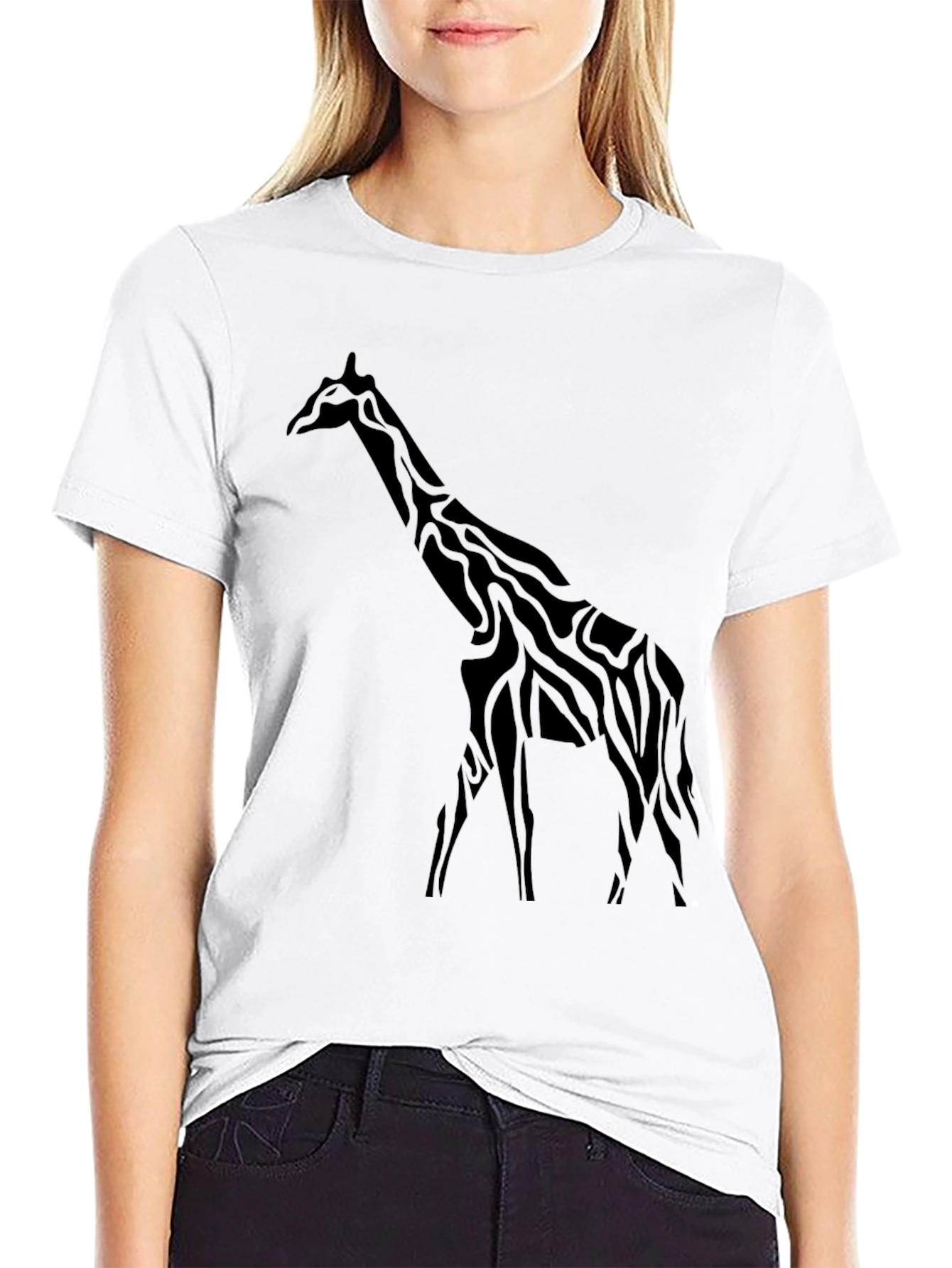 Black Black Giraffe Print Tee view 9