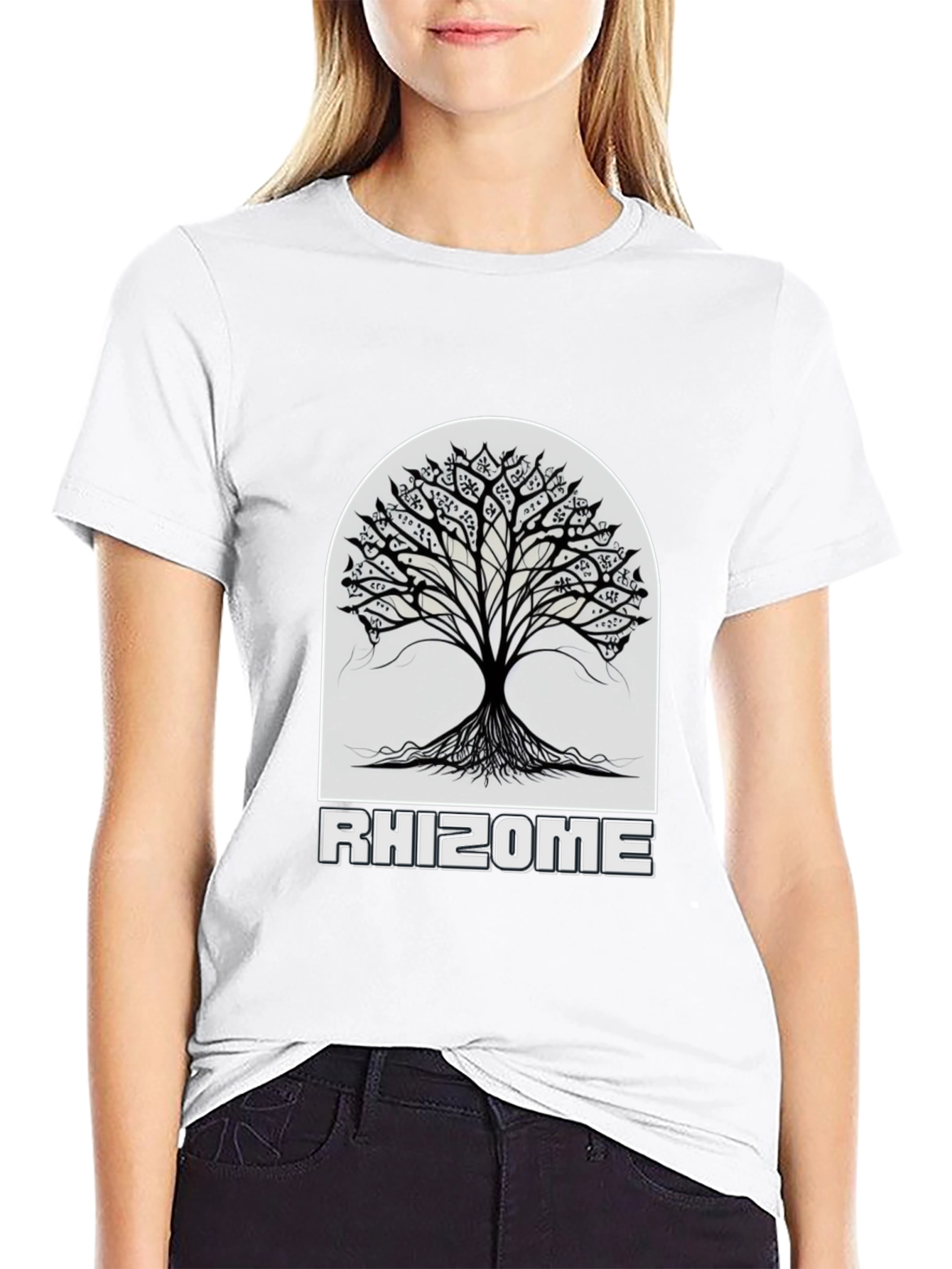Black Rhizome Tree Black Graphic Tee view 9