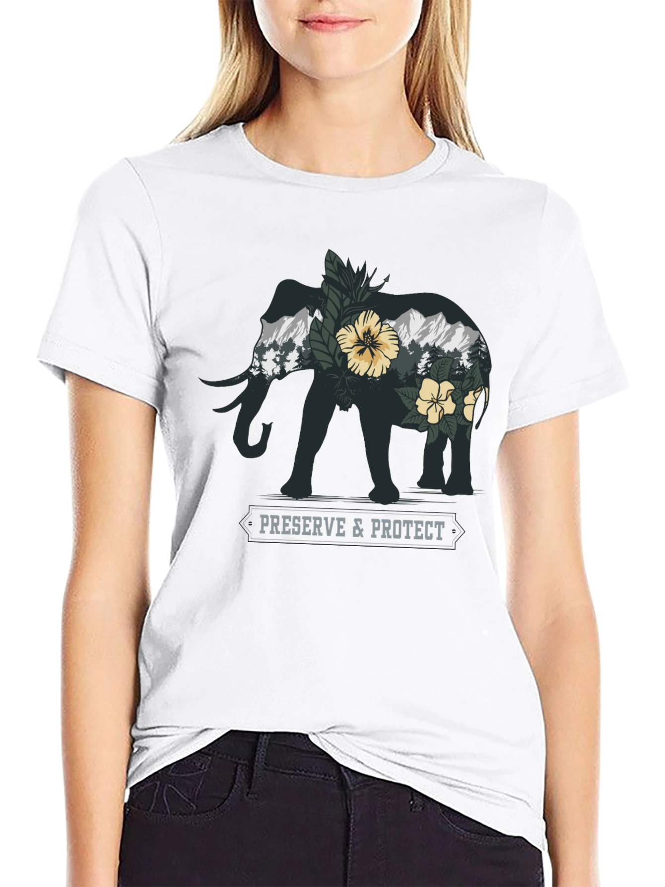 Black Elephant Nature Conservation Graphic Tee view 9