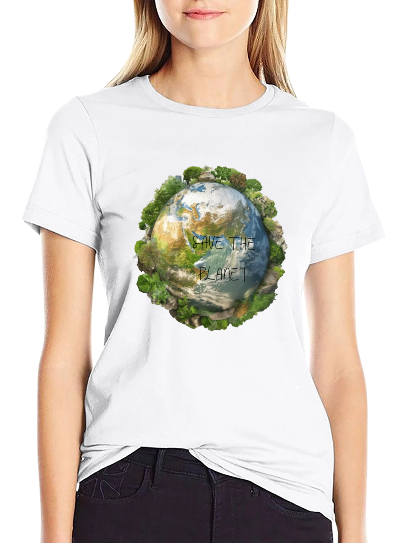 Black Save the Planet Graphic T-Shirt view 9