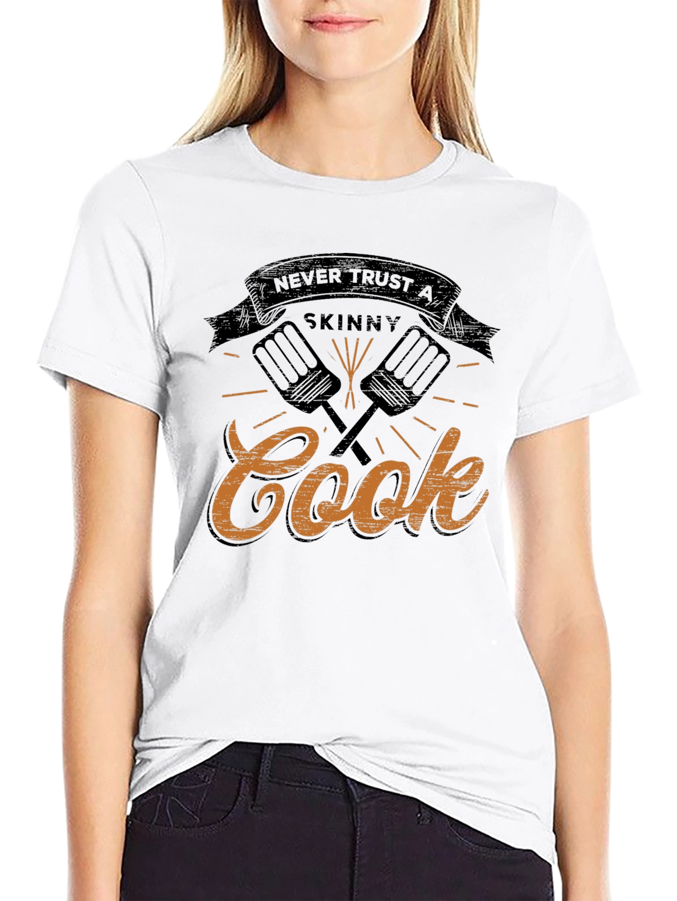 Black Never Trust A Skinny Cook T-Shirt view 9