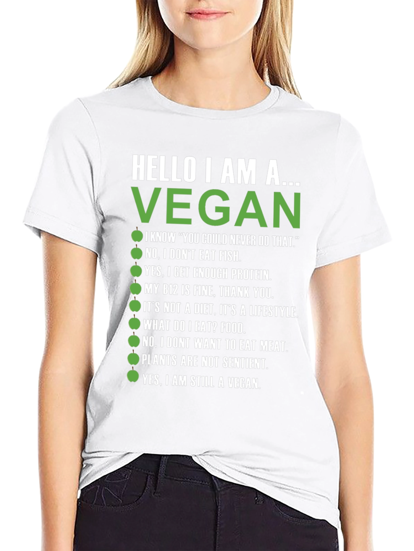 Black Vegan T-Shirt - Hello I Am A Vegan view 9
