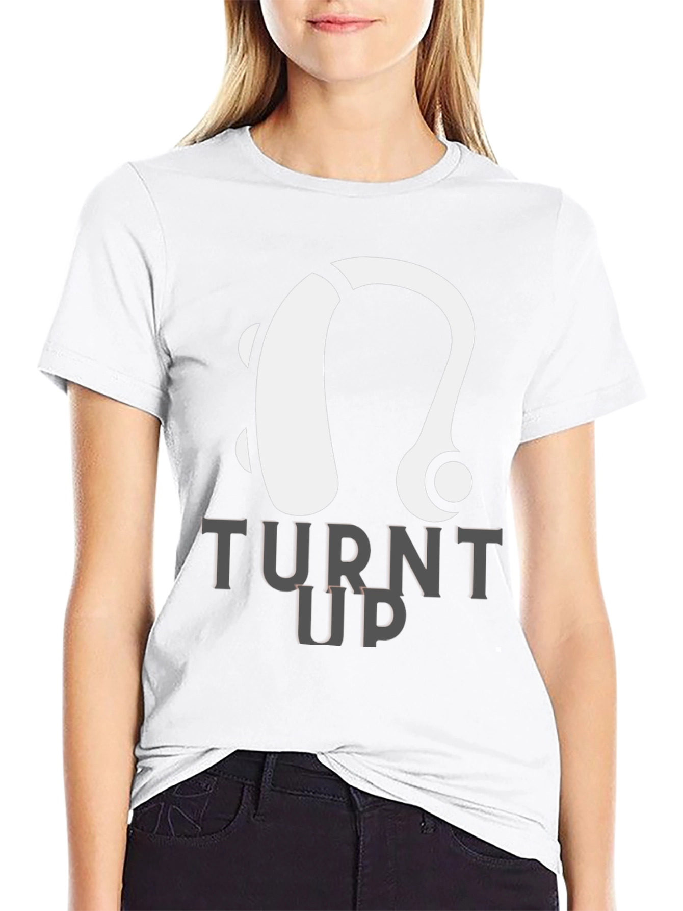 Black Turnt Up Hearing Aid T-Shirt view 9
