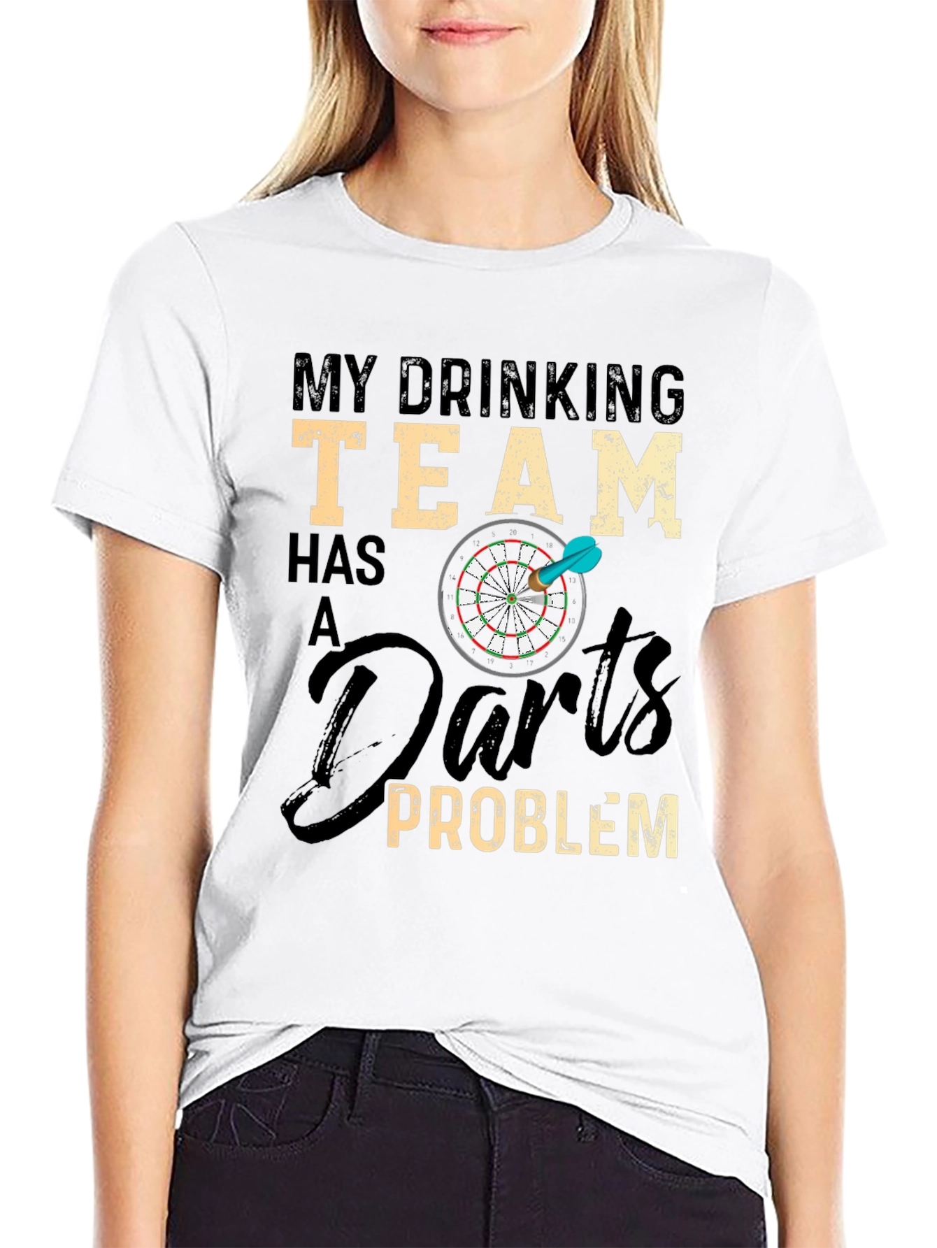 Black Drinking Team Darts Problem T-Shirt view 9