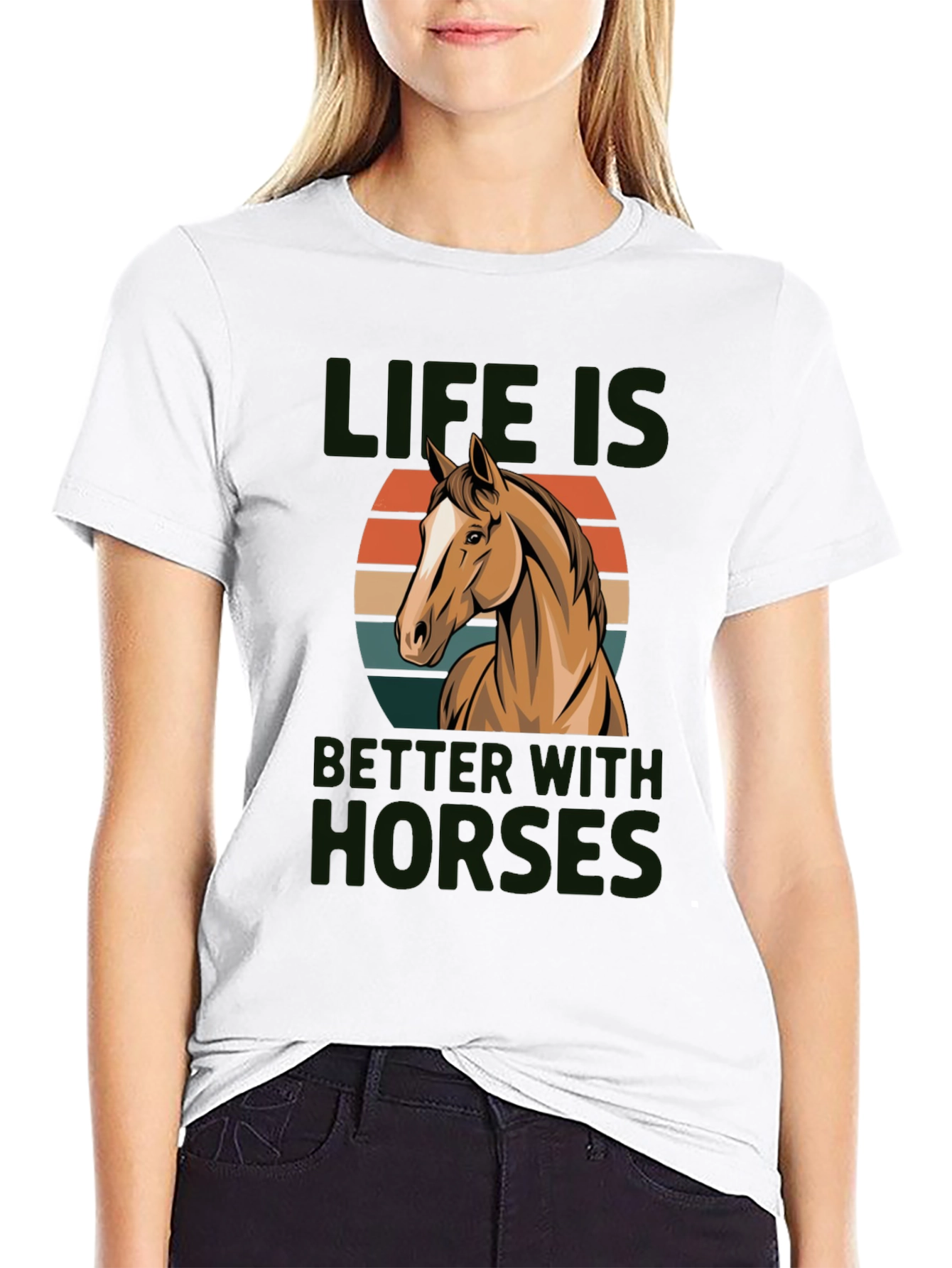 Black Life Is Better With Horses Graphic Tee Shirt view 9