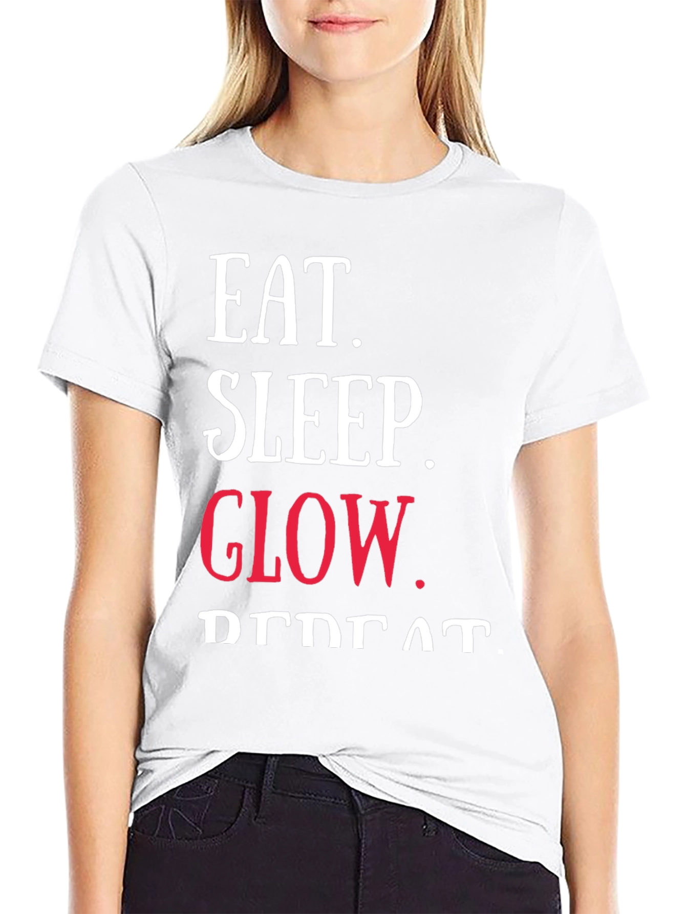 Black Eat Sleep Glow Repeat Graphic Tee view 9