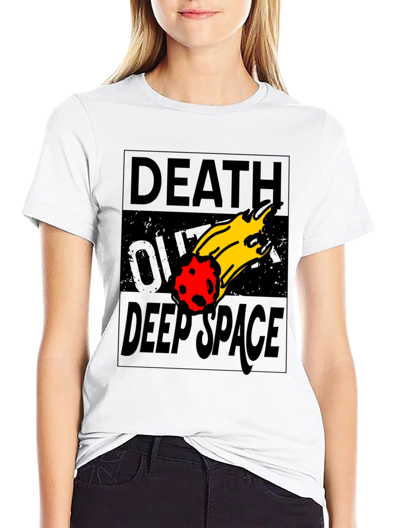 Black Death Over Deep Space Graphic Tee - Black Cotton view 9