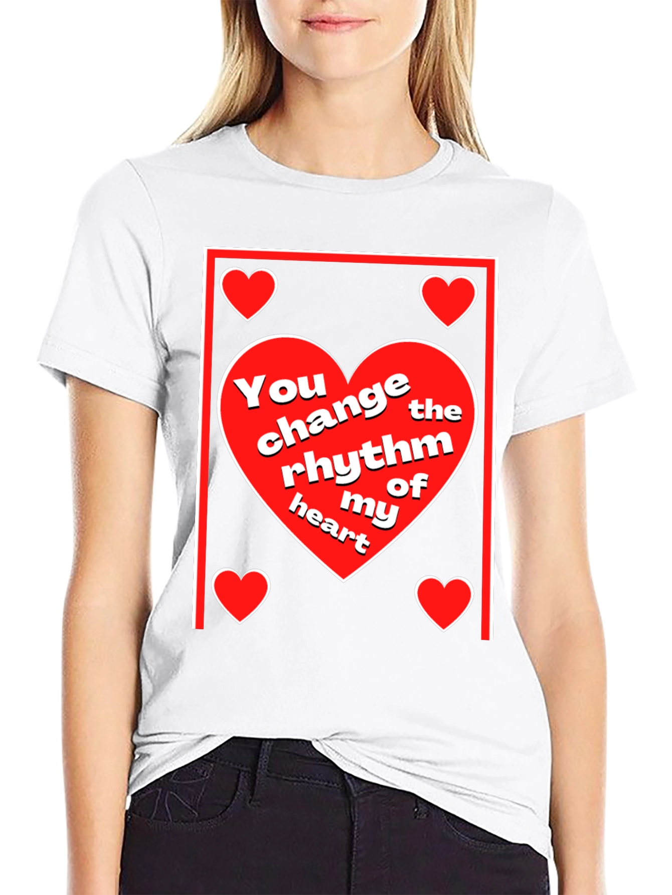 Black Heart Rhythm T-Shirt - Love & Romance Design view 9